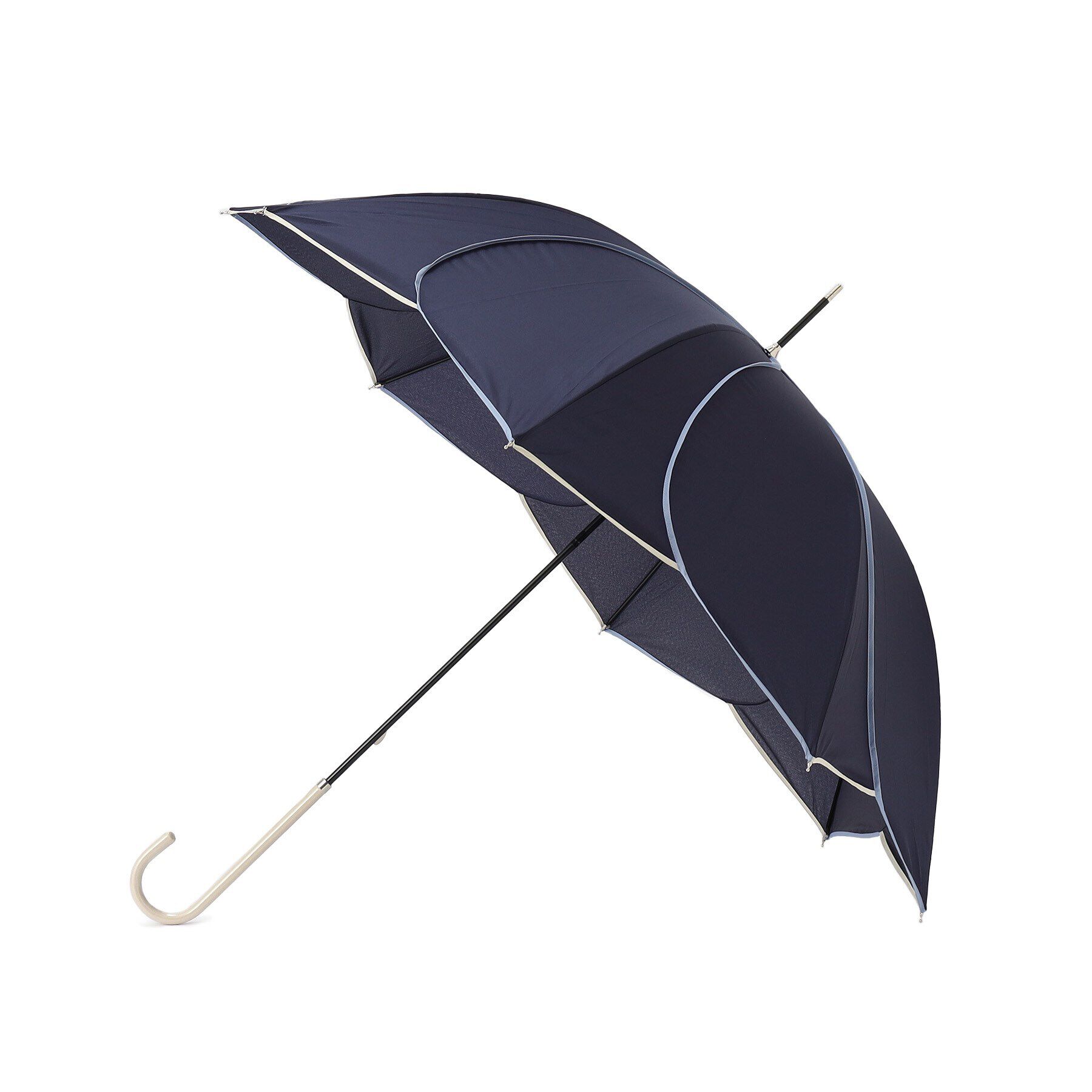 SHOO･LA･RUE「【長傘/because】バイカラーパイピングアンブレラ」|傘|ネイビー(093)