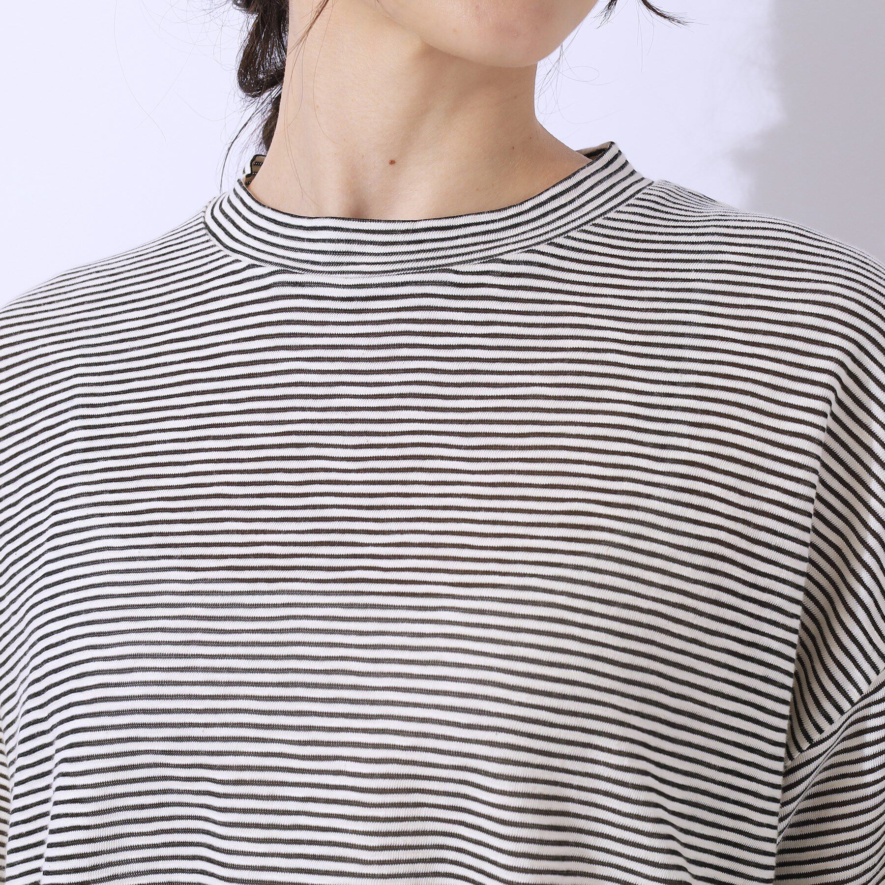 SHOO･LA･RUE「【洗える】腕を出さずにこなれ見え スラブボーダーTシャツ」|Tシャツ・カットソー|