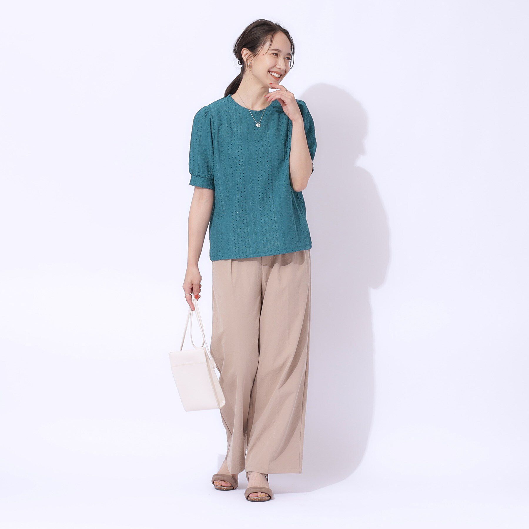 SHOO･LA･RUE「【高レビュー】大人フェミニンな雰囲気漂う　ジャカードレーストップス」|Tシャツ・カットソー|