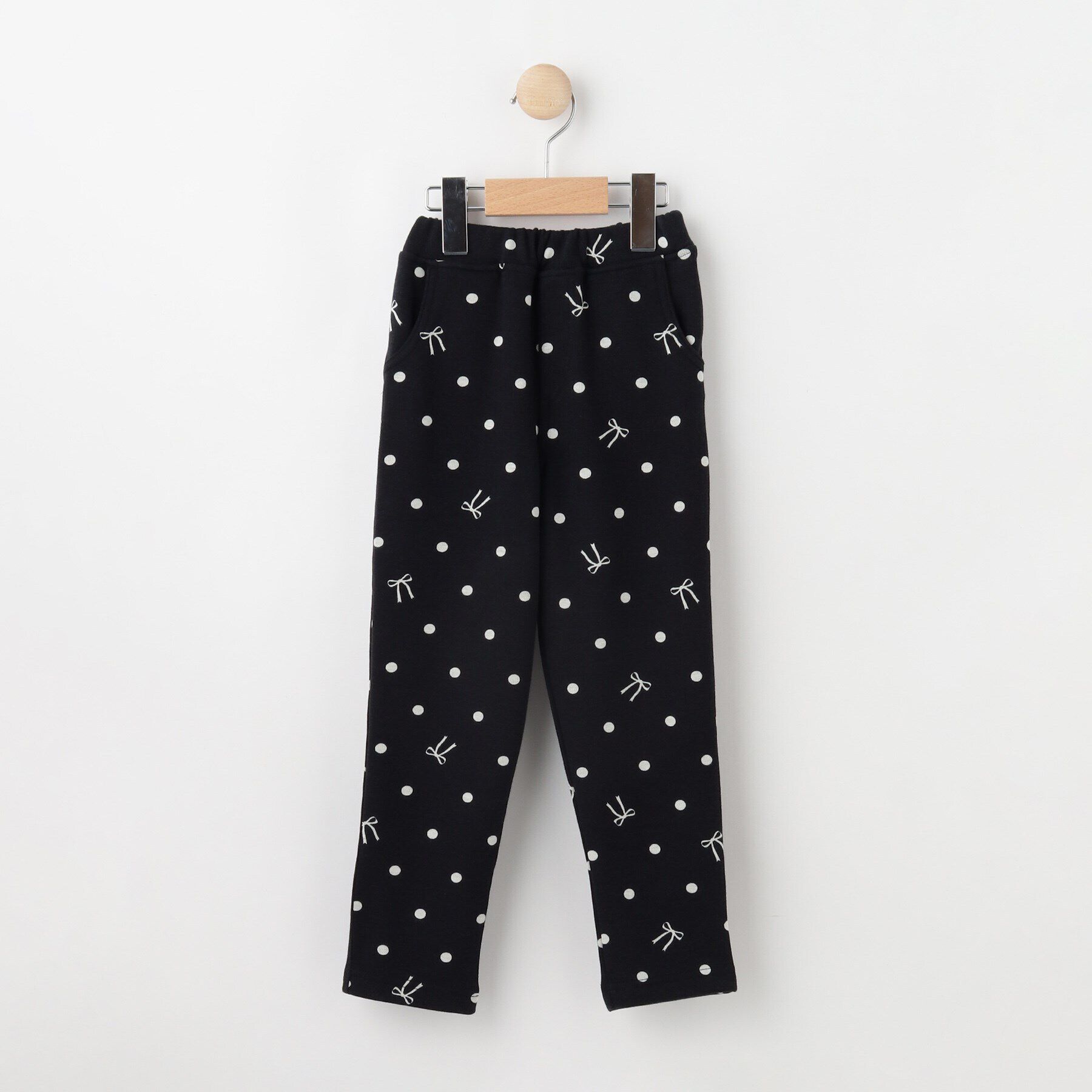 SHOO･LA･RUE「【110-140cm/男女兼用】裏シャギー総柄パンツ」|その他|ブラック(119)