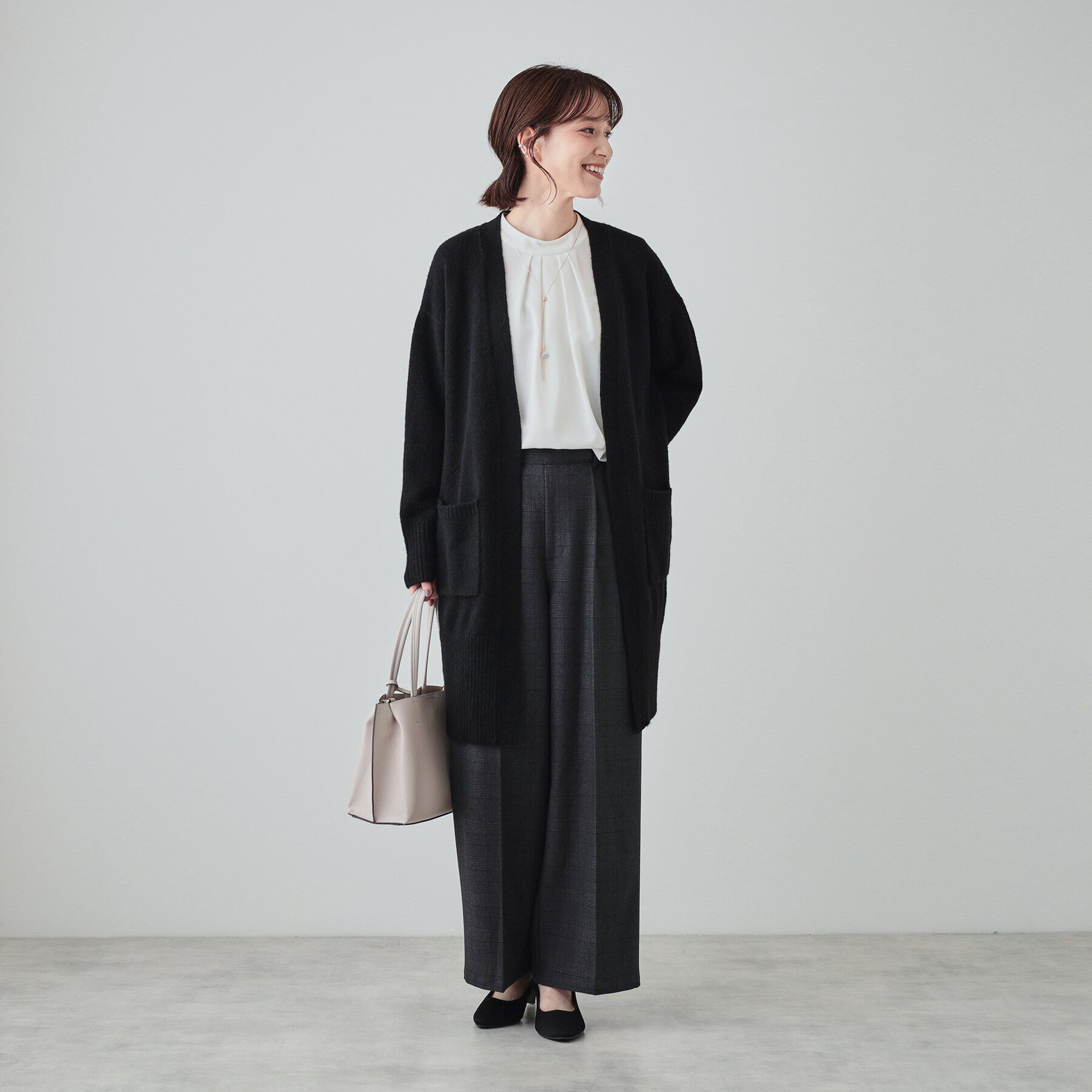 SHOO･LA･RUE「【S-LL】Iラインですっきり見え ふわふわトッパーカーディガン」|カーディガン|