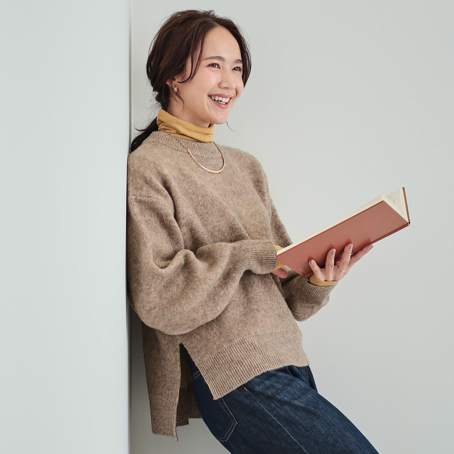 SHOO･LA･RUE「【S-LL】Wフェイス ふわふわ起毛ニット」|ニット・セーター|キャメルブラウン(0