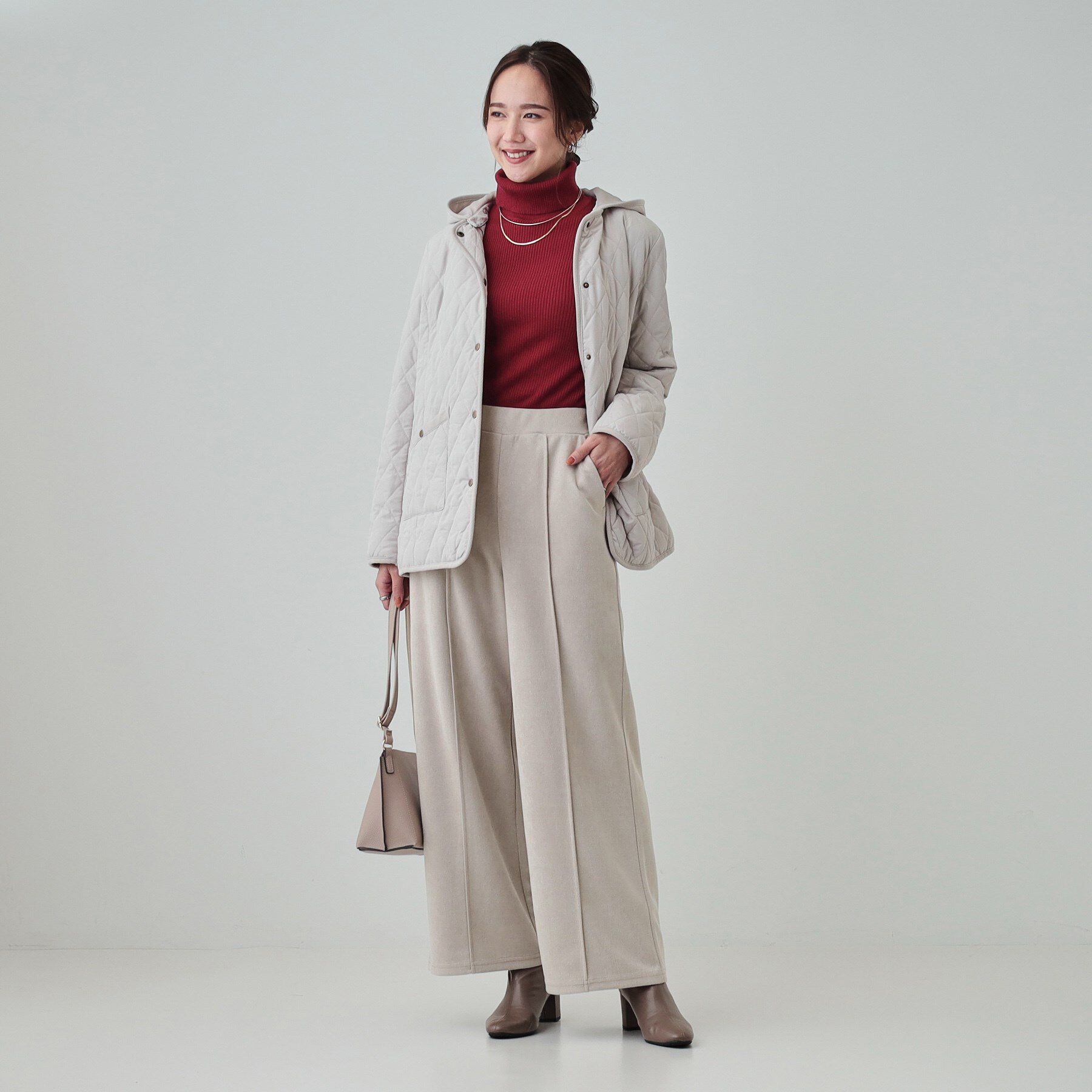 SHOO･LA･RUE「【S-LL】脚をすっきりきれいに魅せる スエード調 ピンタックワイドパンツ」|その他|