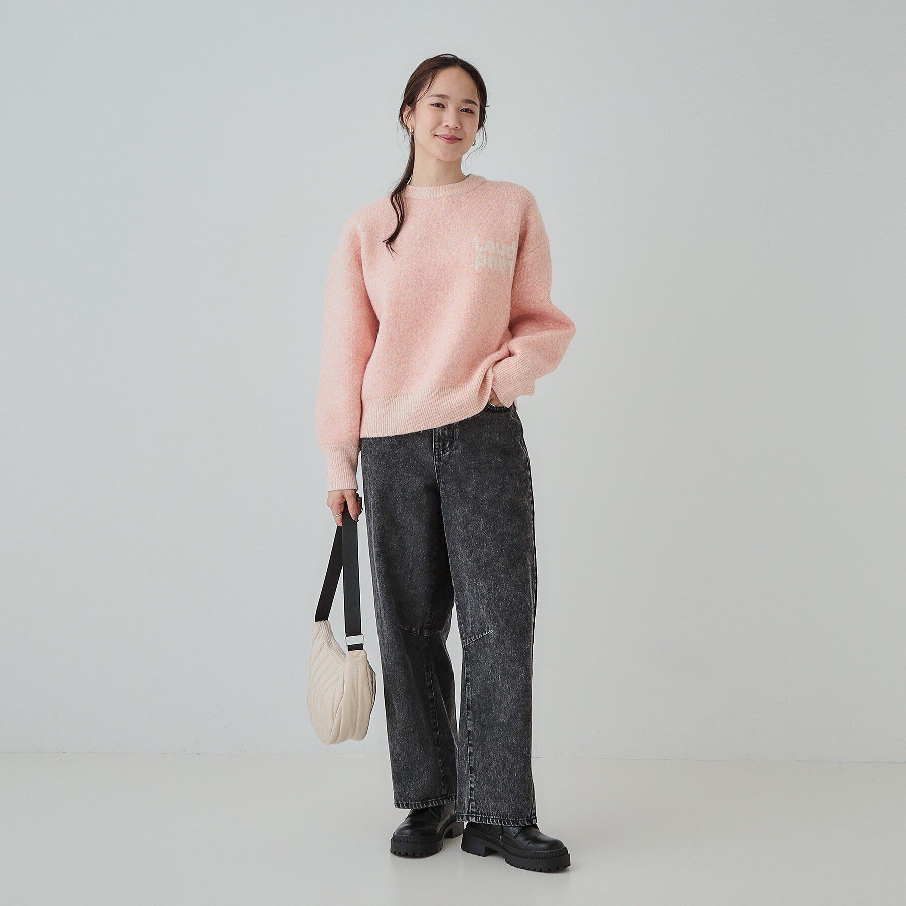 SHOO･LA･RUE「【セットアップ可】もちもちミックスヤーンロゴニット」|ニット・セーター|