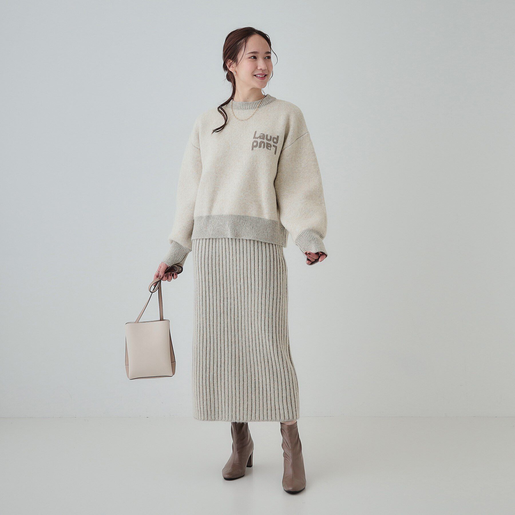 SHOO･LA･RUE「【セットアップ可】もちもちミックスヤーンロゴニット」|ニット・セーター|