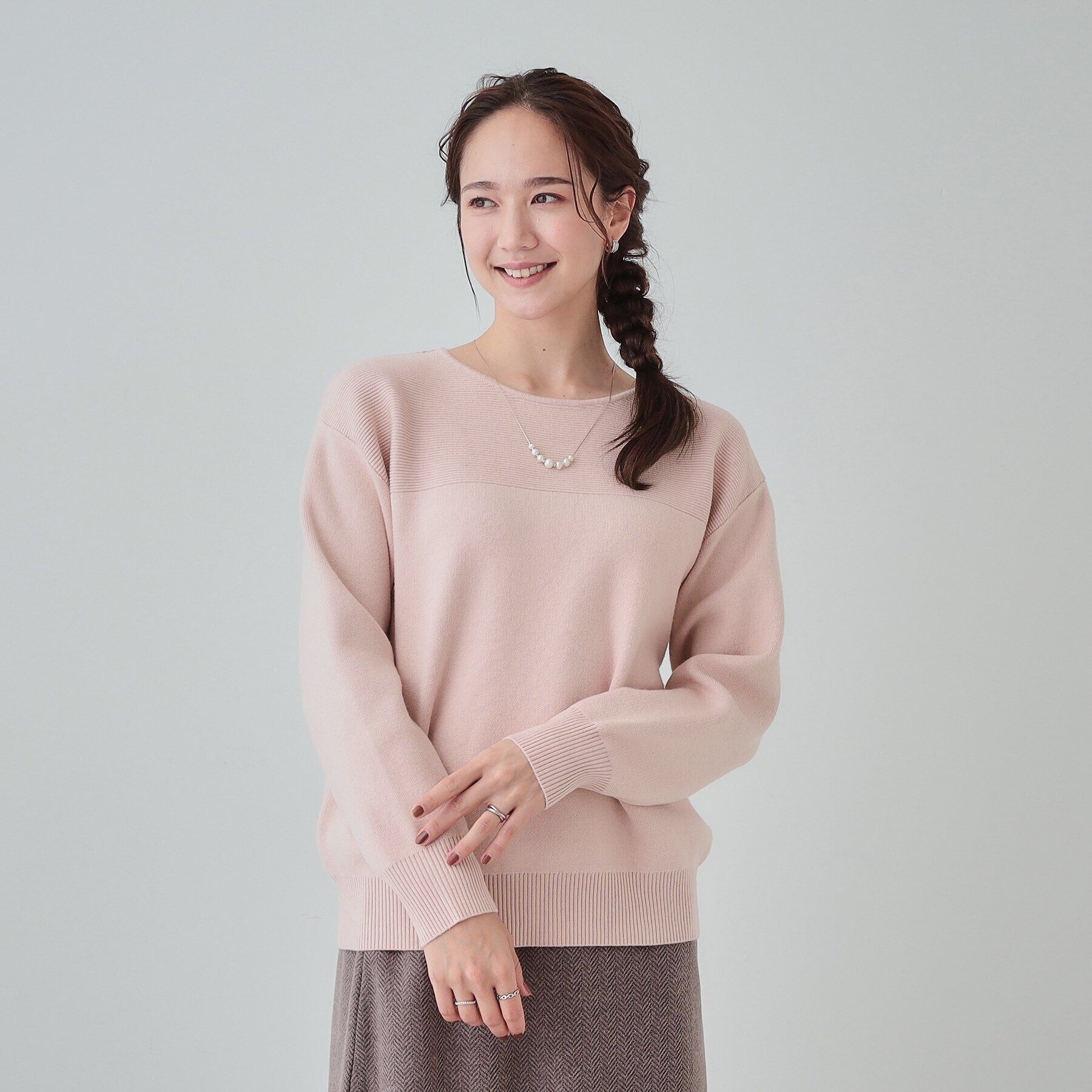 SHOO･LA･RUE「【洗える/S-LL】ふんわり柔らか ガーター切替ニット」|ニット・セーター|