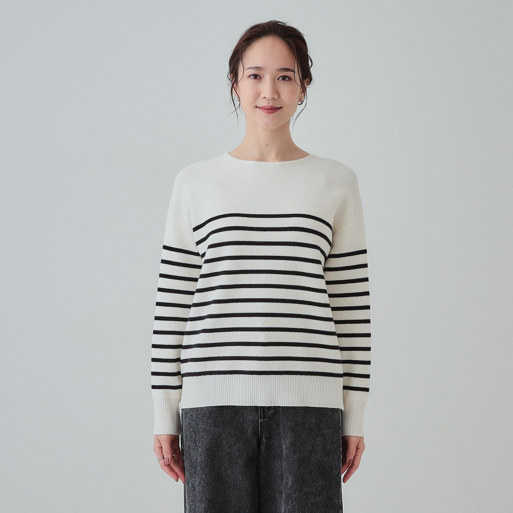 SHOO･LA･RUE「【洗える/S-LL】ふんわり柔らか ガーター切替ニット」|ニット・セーター|