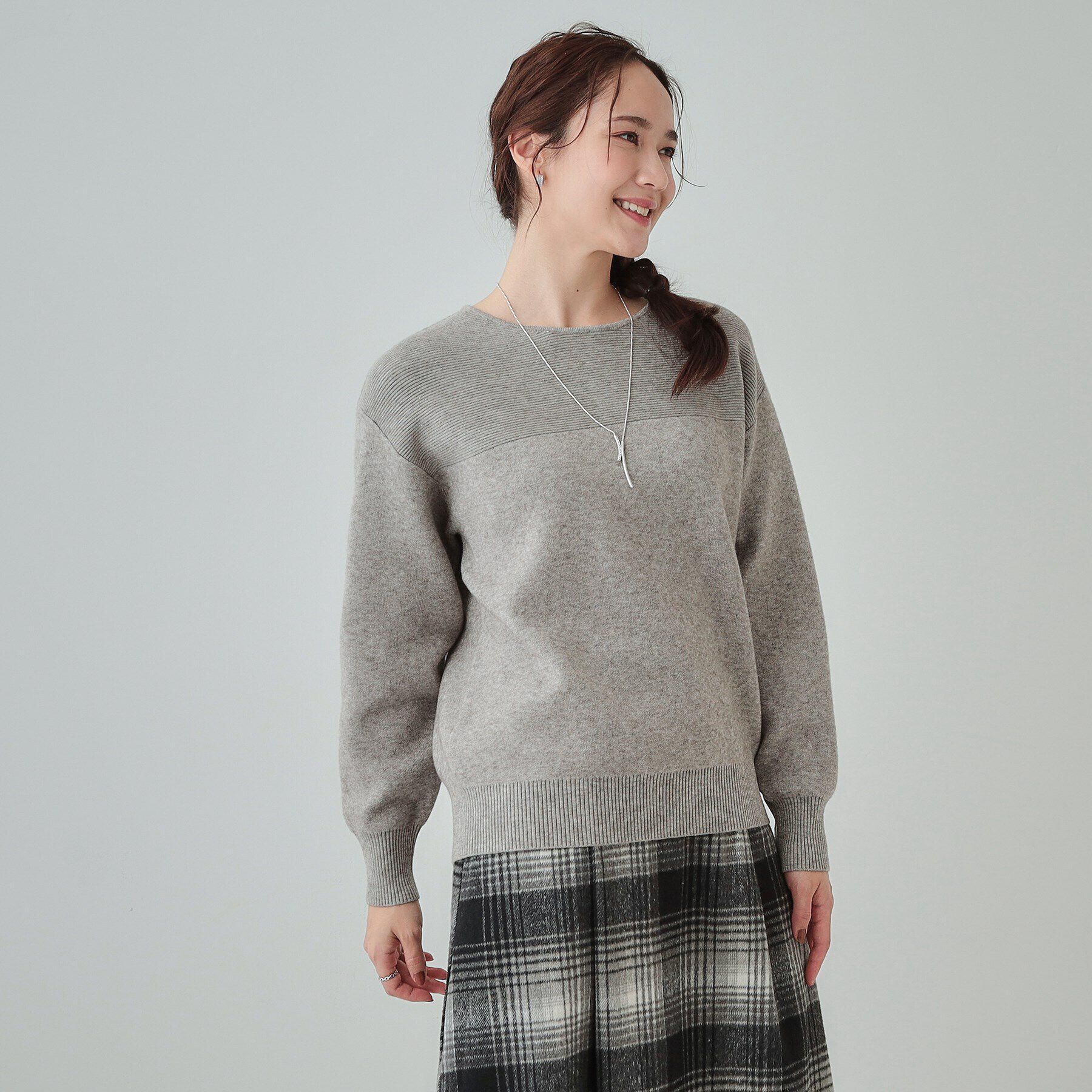 SHOO･LA･RUE「【洗える/S-LL】ふんわり柔らか ガーター切替ニット」|ニット・セーター|