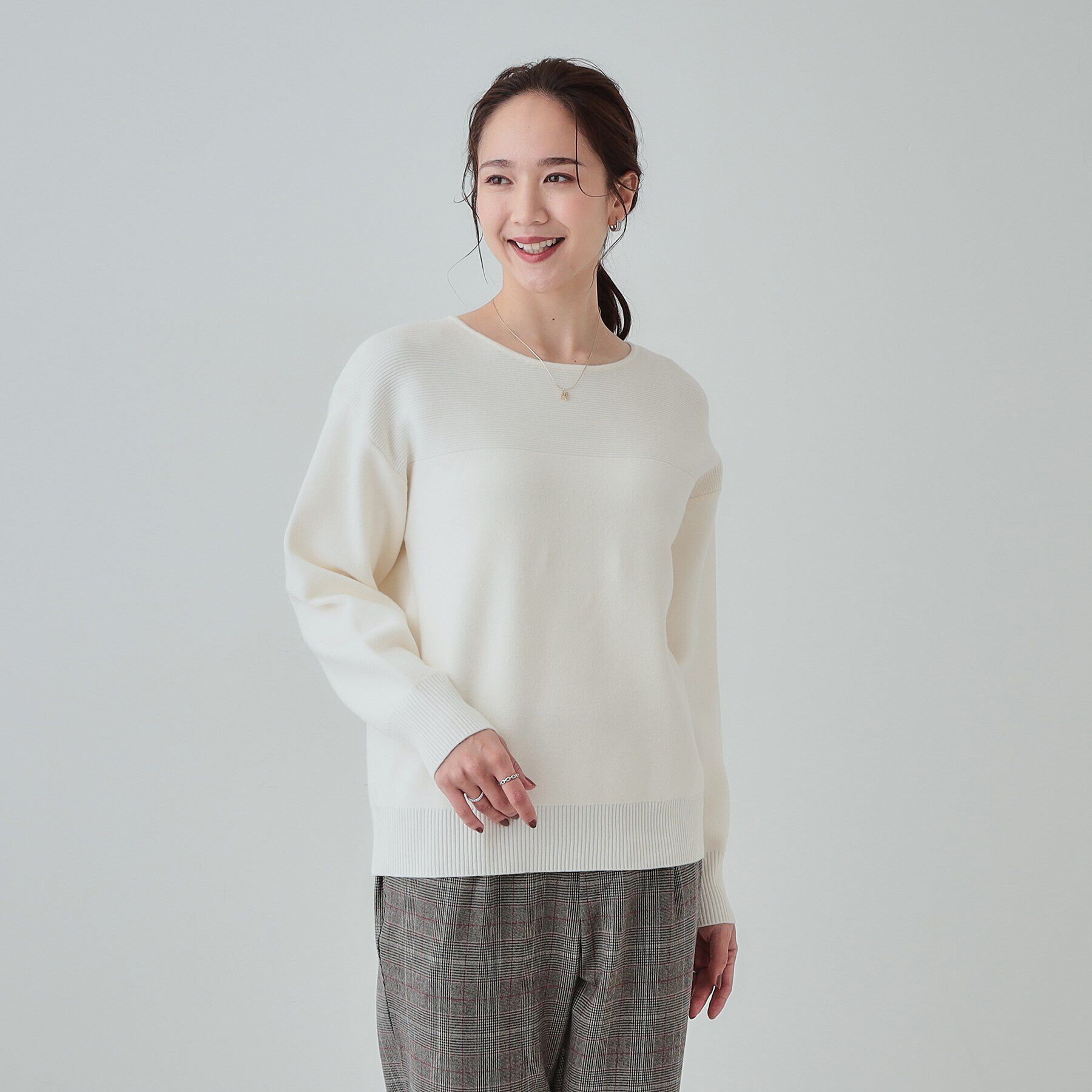 SHOO･LA･RUE「【洗える/S-LL】ふんわり柔らか ガーター切替ニット」|ニット・セーター|