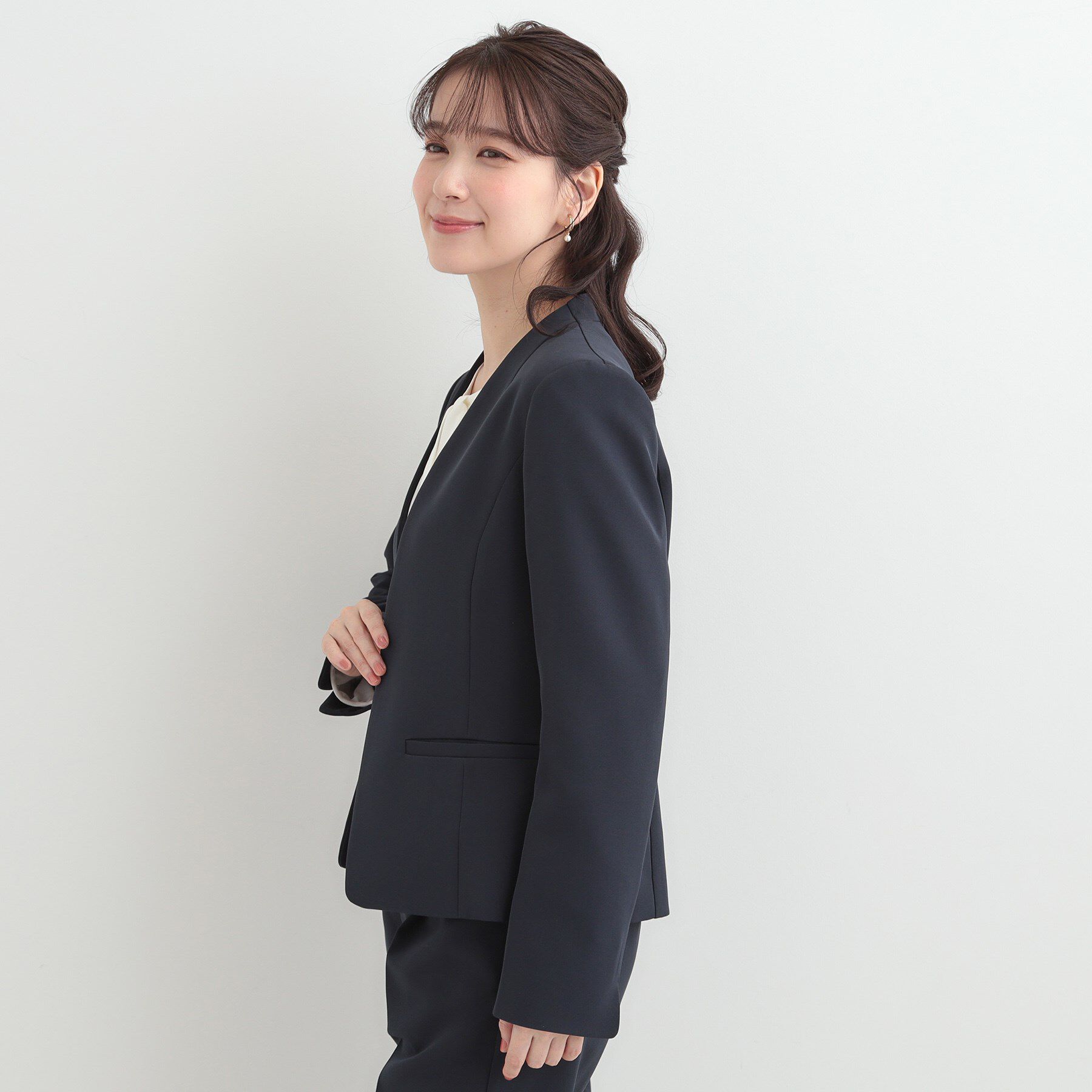 SHOO･LA･RUE「【3点スーツセット/洗濯機可】時短で好印象 セットアップ+ブラウス」|スーツ|