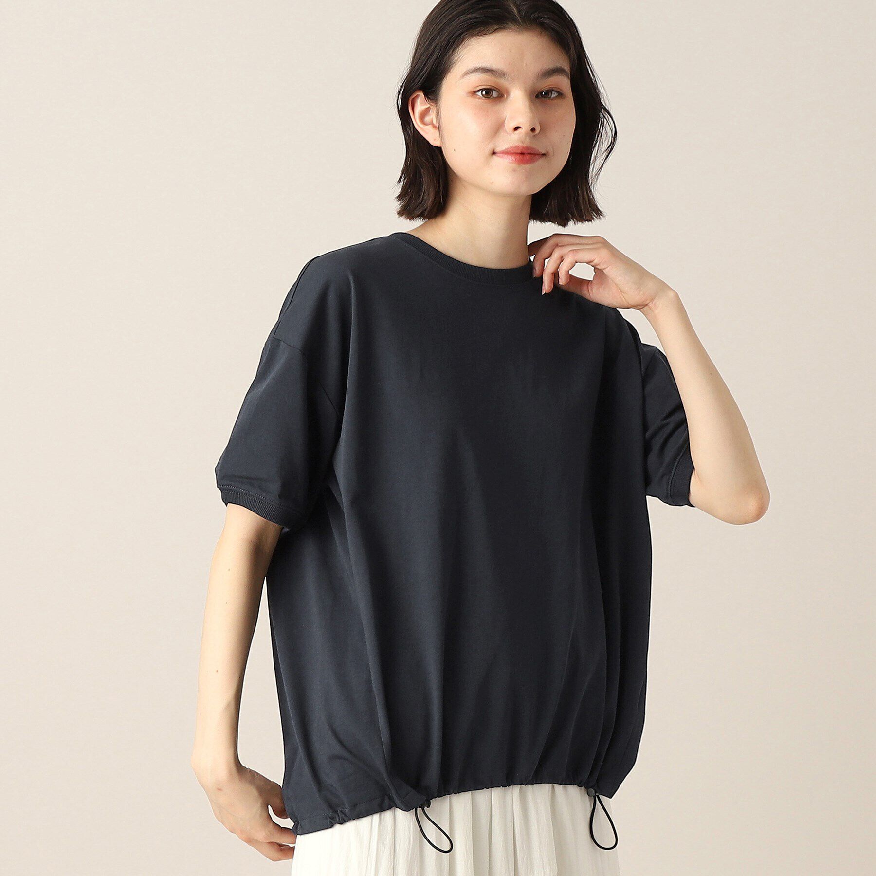 Dessin「新色追加【洗える・二の腕カバー】ドローコードカットソー（XS～L）」|Tシャツ・カットソー|ネイビー(094)