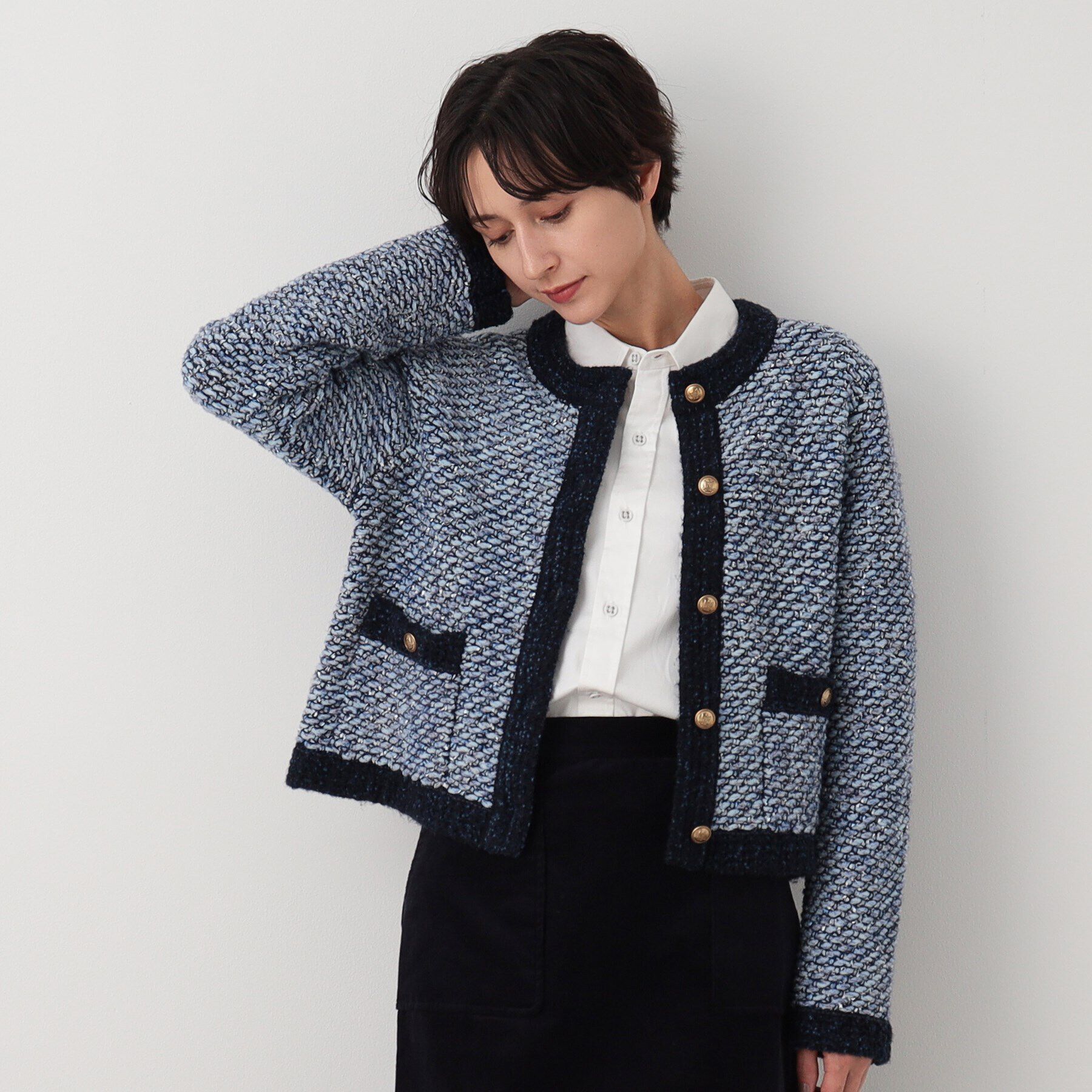 Dessin「ツイード調ニットジャケット」|カーディガン|