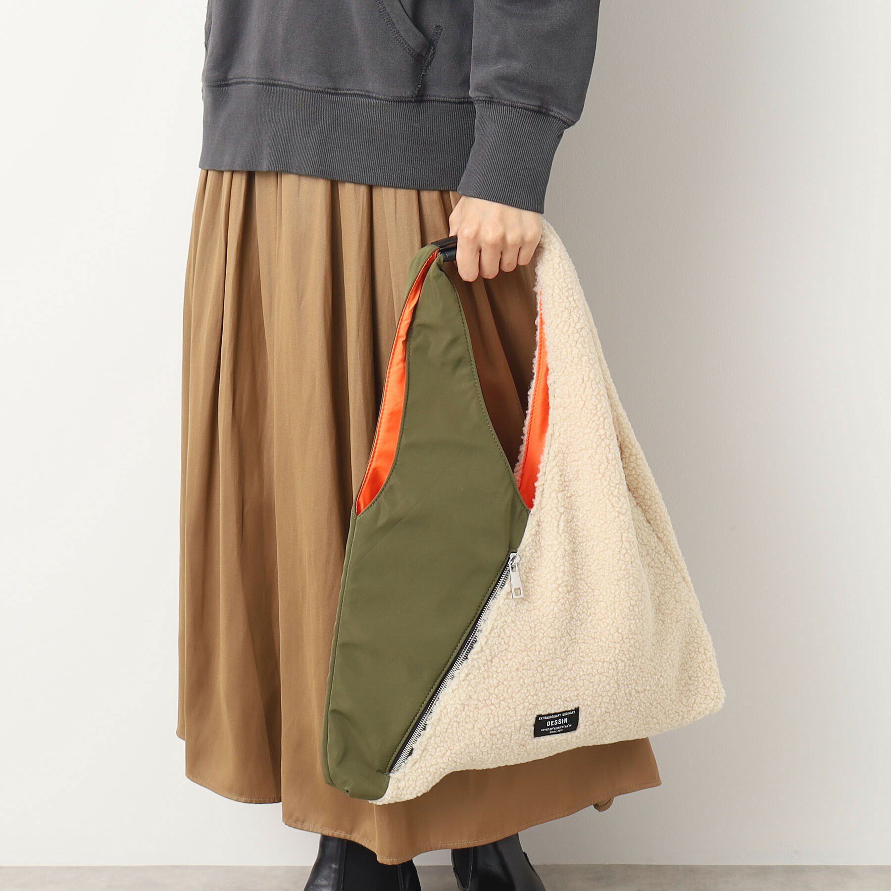 Dessin「トライアングルバイカラートート」|トートバッグ|オリーブグリーン(5