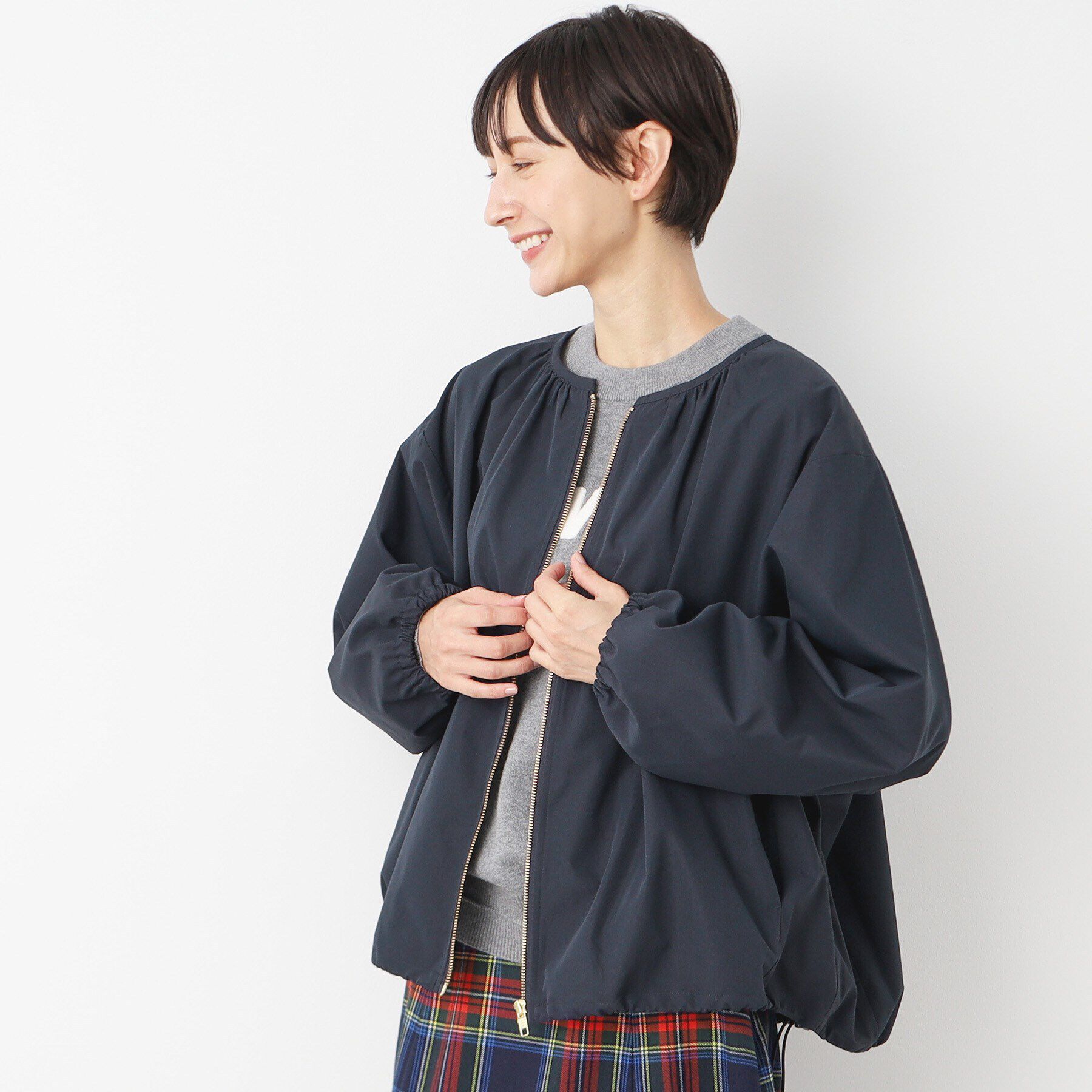 Dessin「【軽羽織り・洗える】ドローコード付きオーバーブルゾン」|ブルゾン・スタジャン|