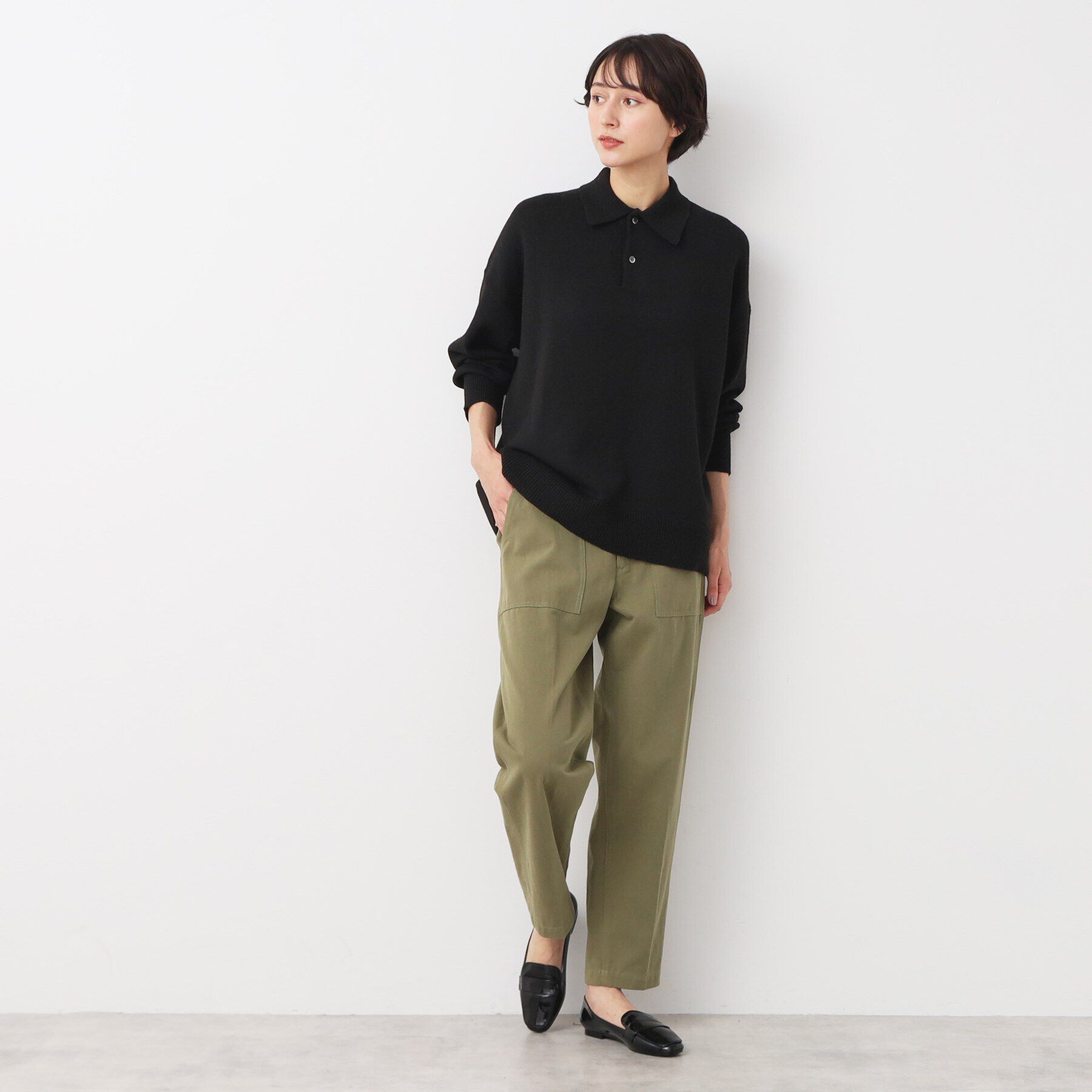 Dessin「【洗える】ボタン付きニットポロ」|ニット・セーター|