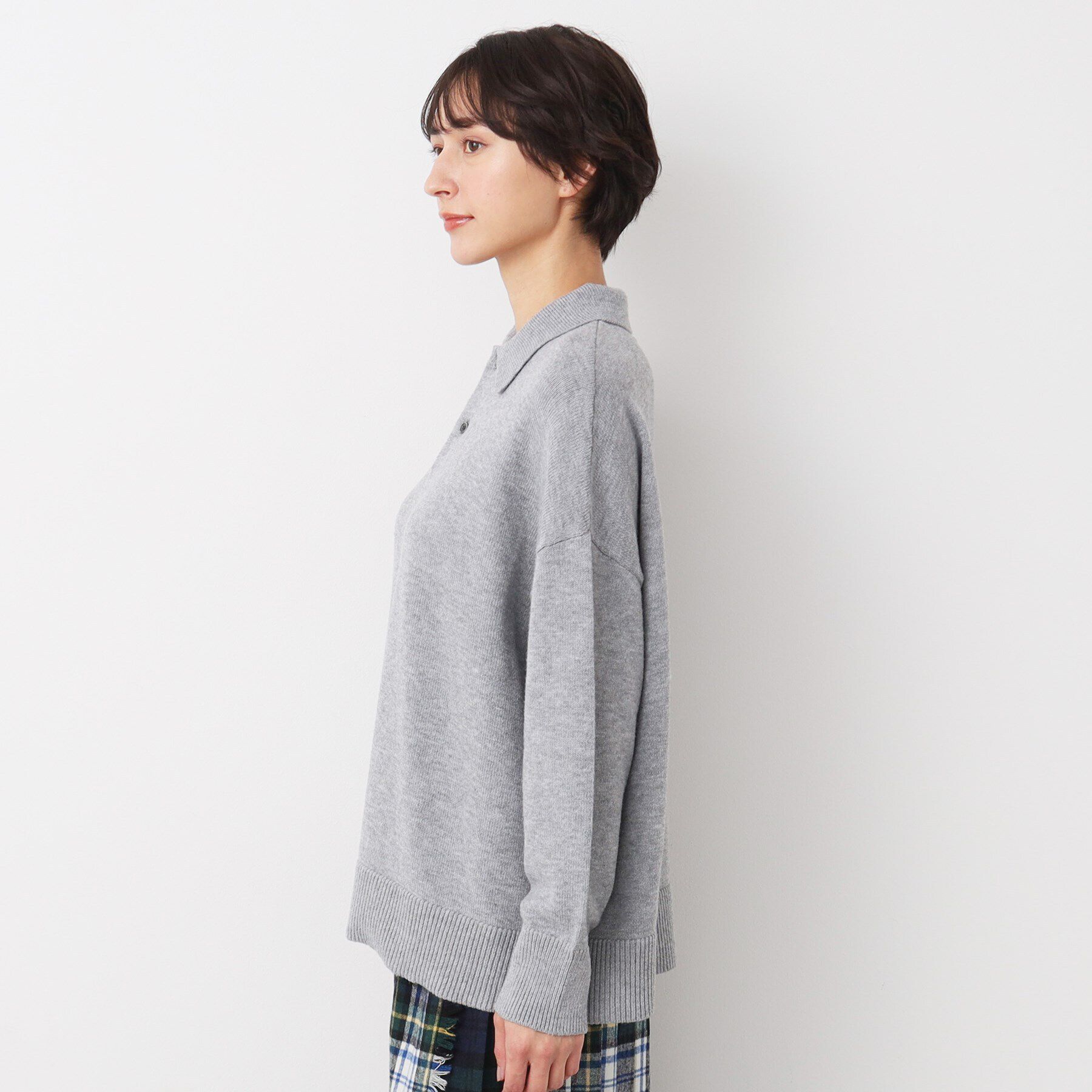 Dessin「【洗える】ボタン付きニットポロ」|ニット・セーター|