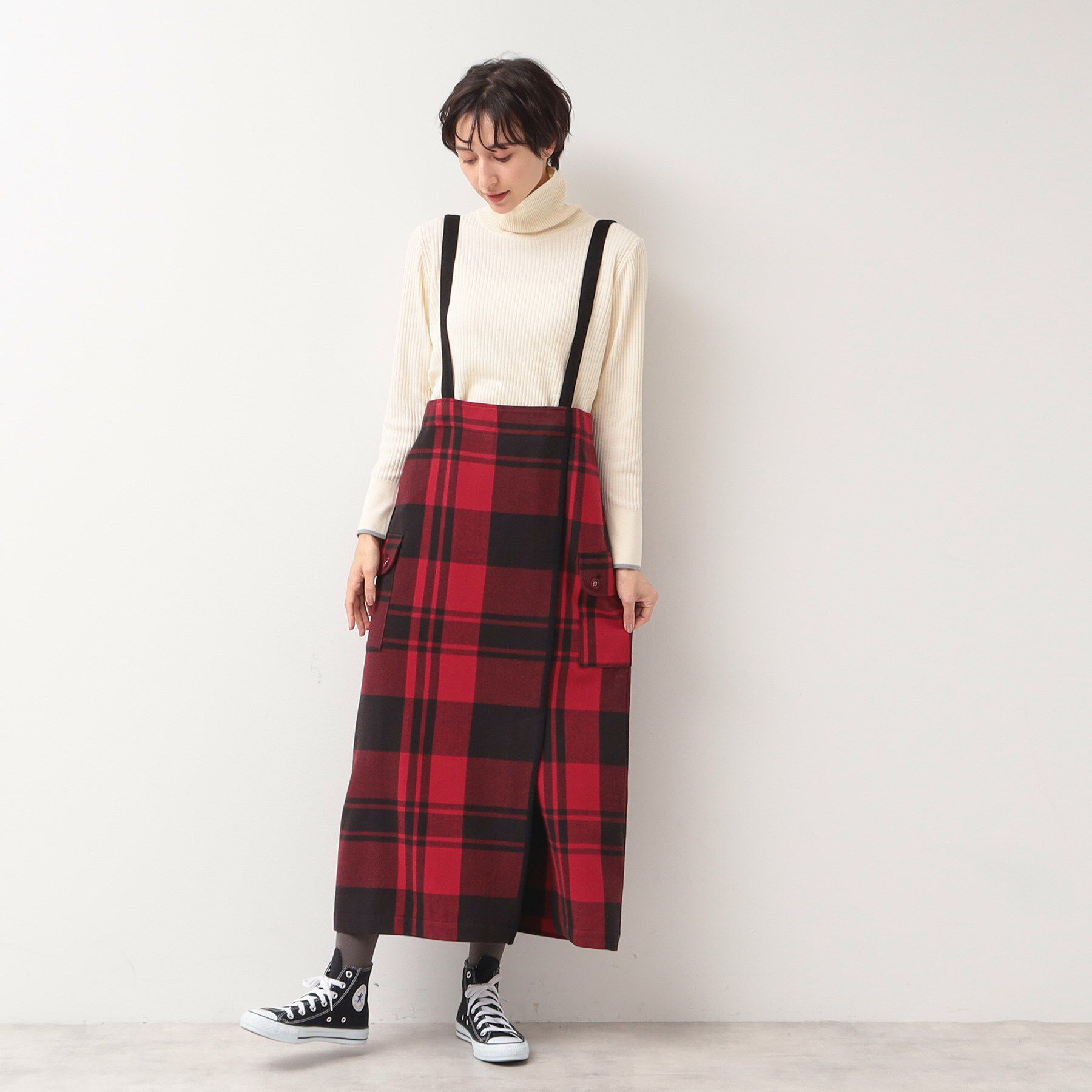 Dessin「【洗える・2WAY】サスペンダー付きフラップポケットスカート（XS～L）」|スカート|