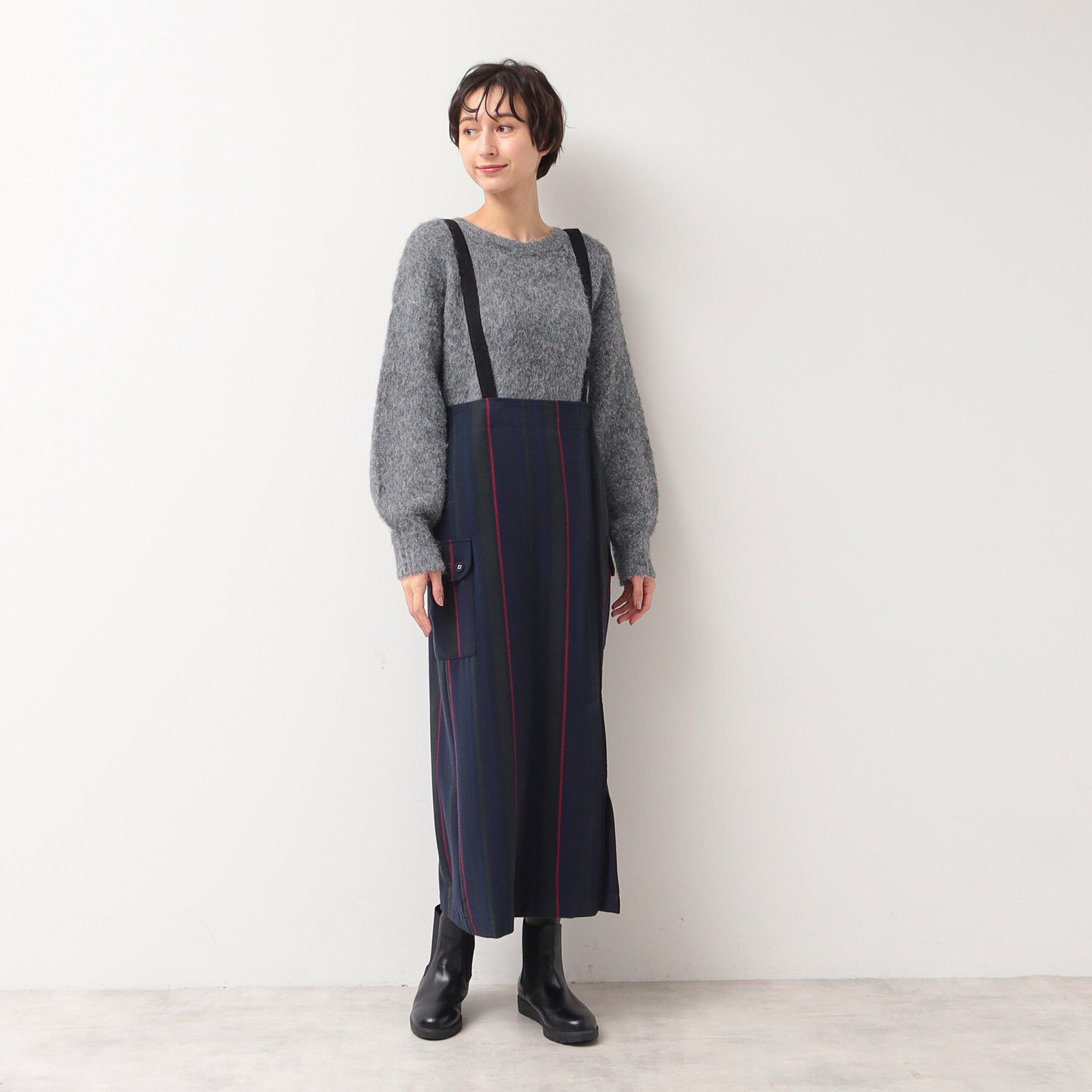 Dessin「【洗える・2WAY】サスペンダー付きフラップポケットスカート（XS～L）」|スカート|