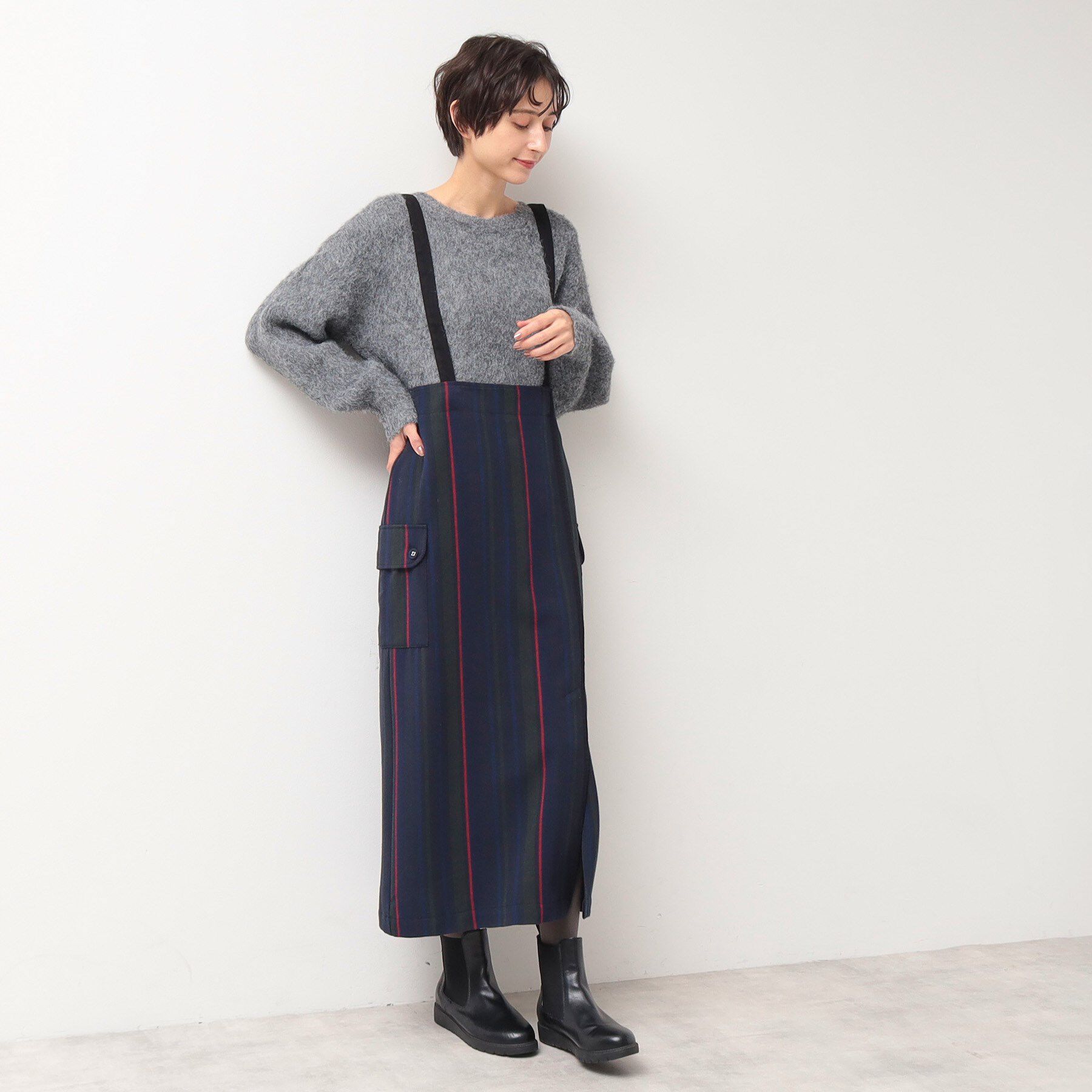 Dessin「【洗える・2WAY】サスペンダー付きフラップポケットスカート（XS～L）」|スカート|