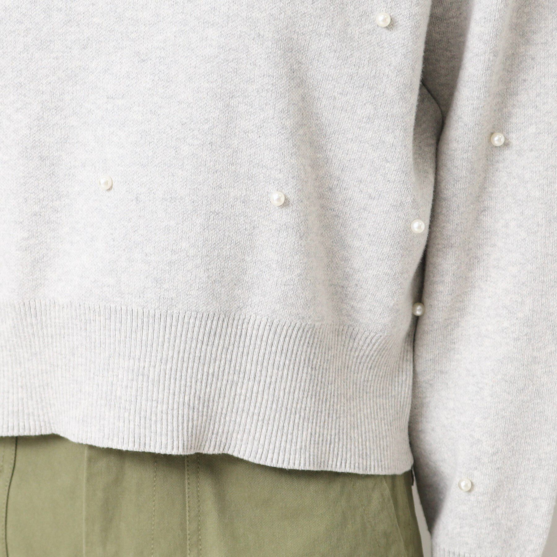 Dessin「【洗える】パール調付きクロップド丈ニット（S～L）」|ニット・セーター|