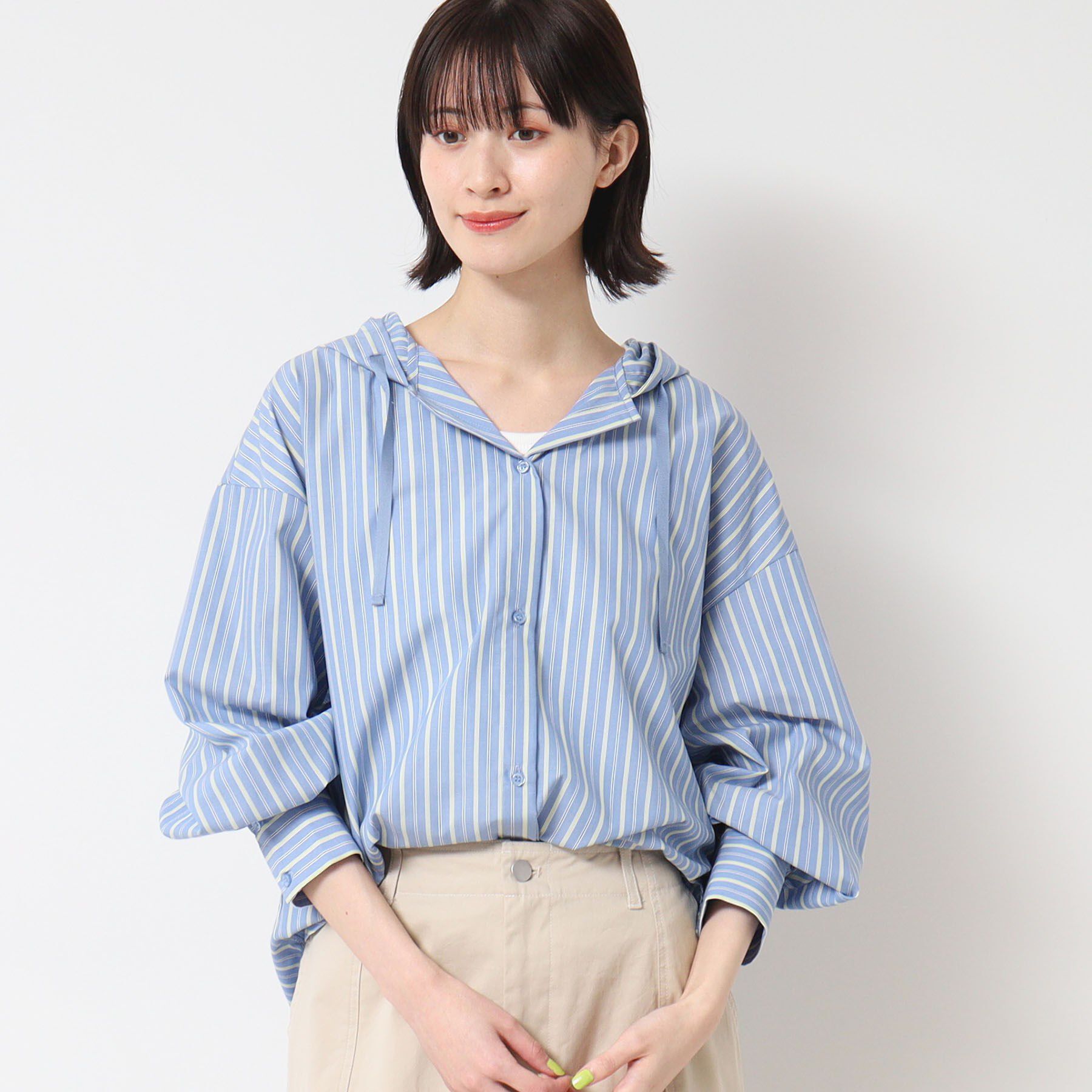 Dessin「【洗える・4サイズ展開】フーデットブラウス（XS～L）」|シャツ・ブラウス|グリーン(325)