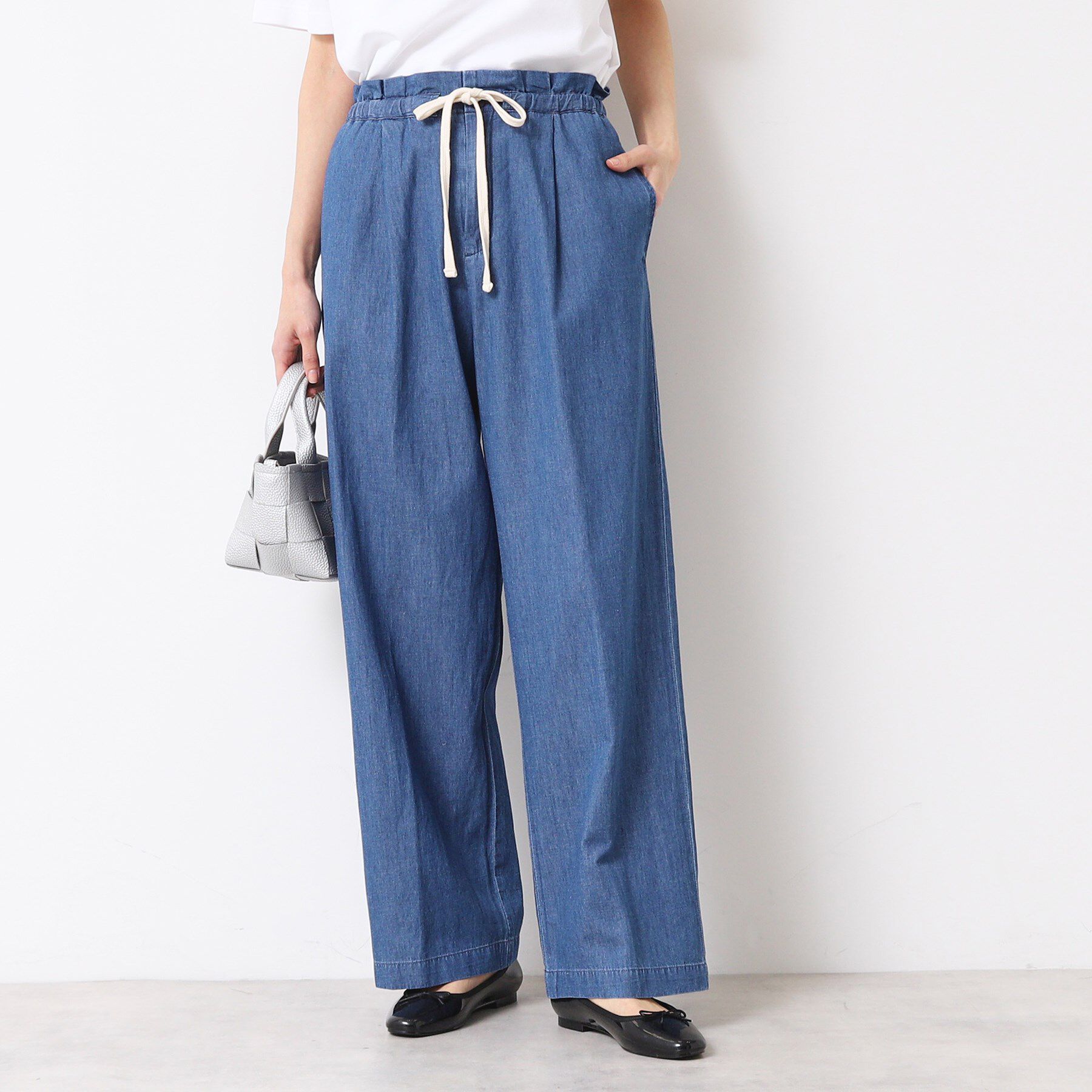 Dessin「【ウエストゴム・洗える】リネンブレンドデニム調イージーパンツ（XS～L）」|その他|