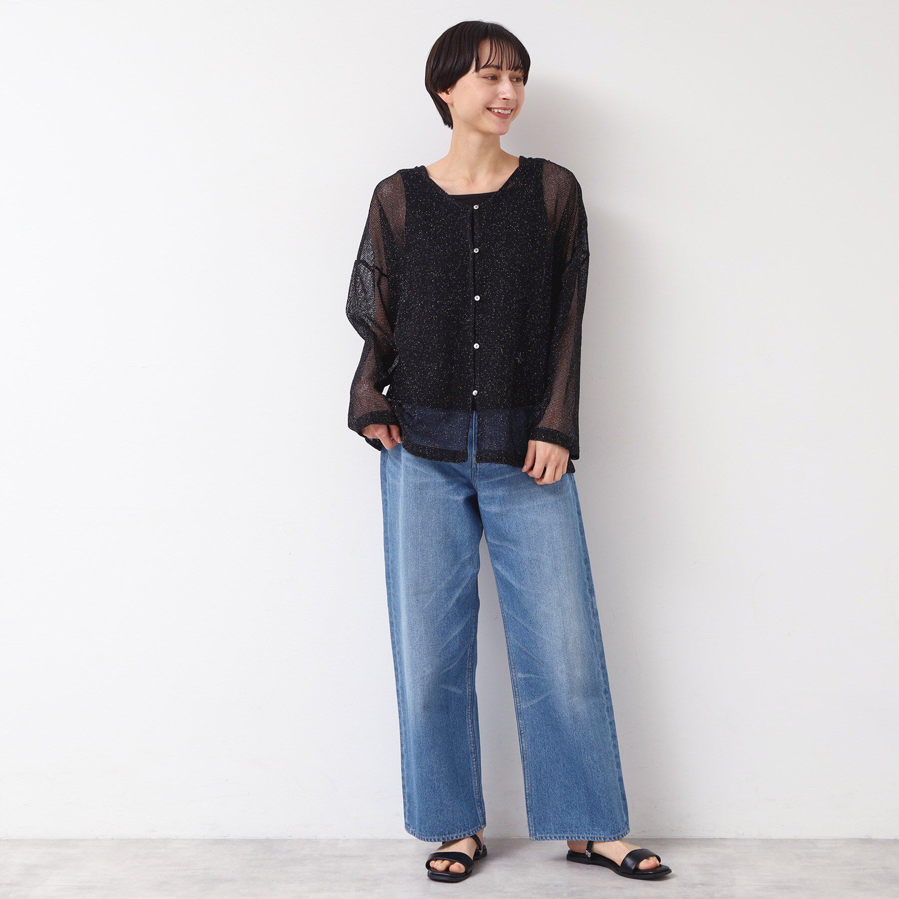 Dessin「【前後2WAY・洗える】ラメ入りオーバーサイズメッシュブラウス」|シャツ・ブラウス|
