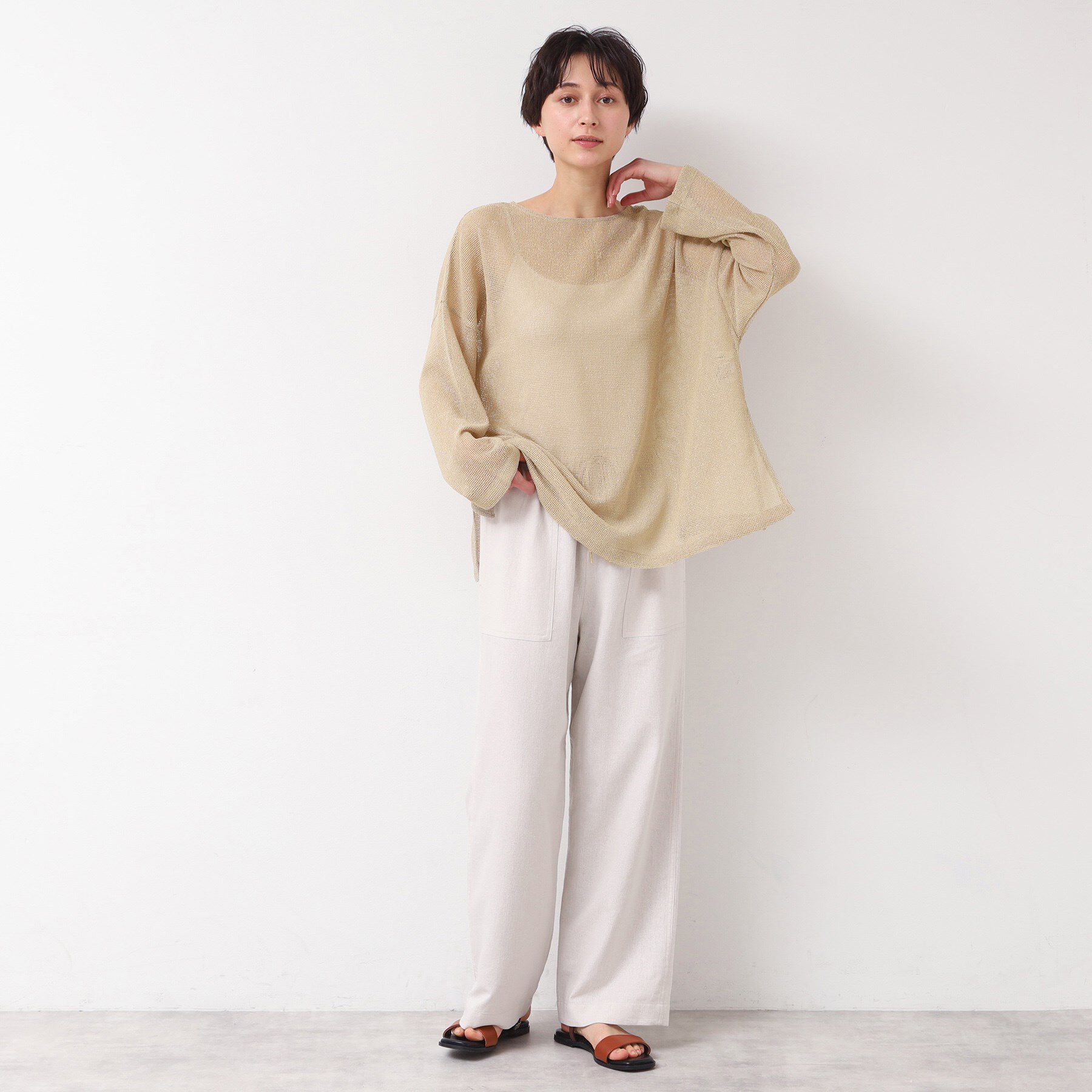 Dessin「【前後2WAY・洗える】ラメ入りオーバーサイズメッシュブラウス」|シャツ・ブラウス|