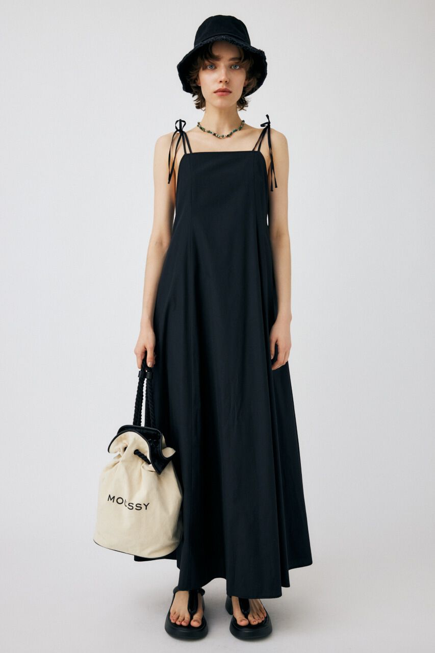 MOUSSY「OPEN BACK FLARE ドレス」|ワンピース|BLK