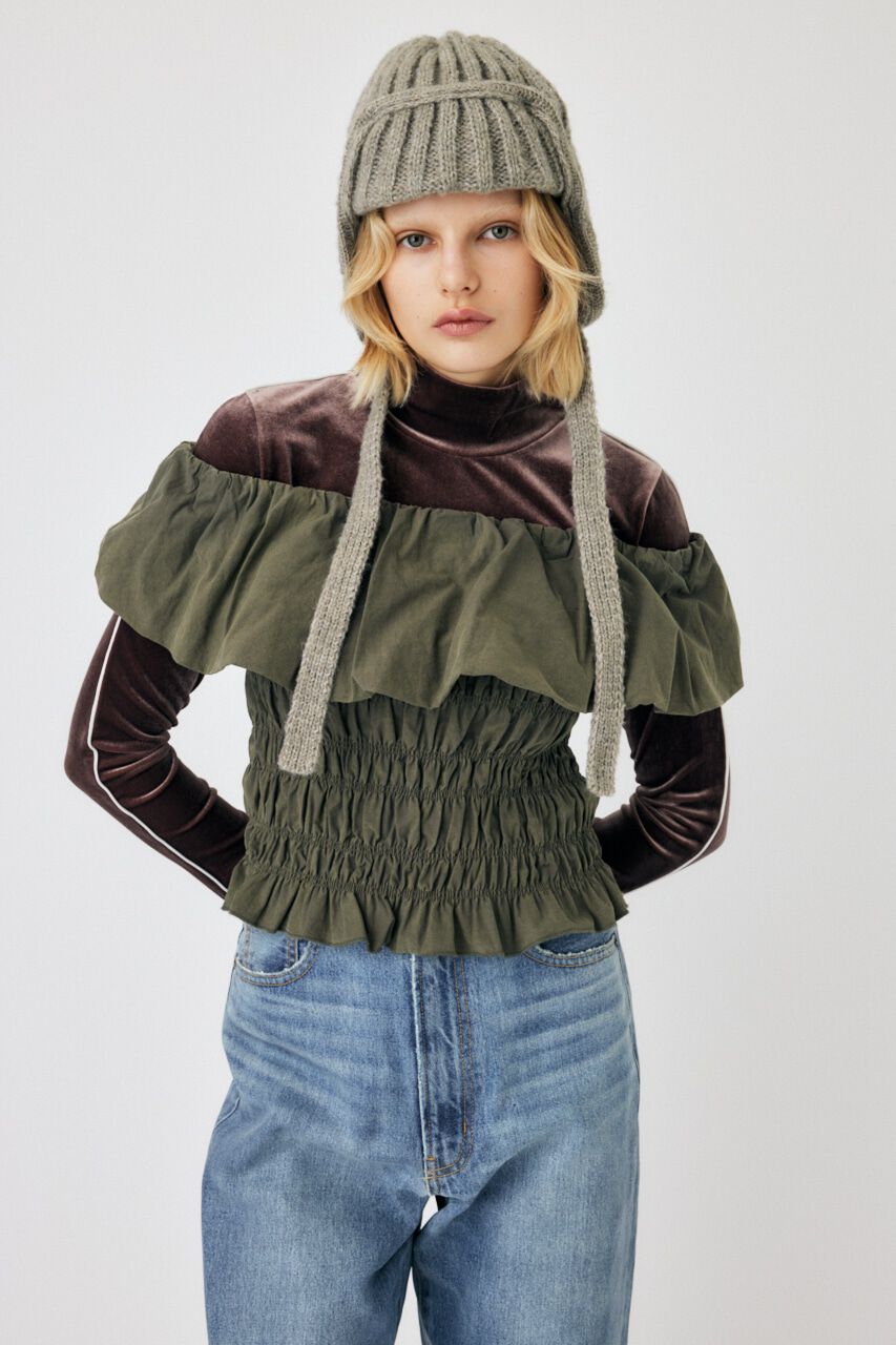 MOUSSY「BALLOON FRILL GATHER ビスチェ」|シャツ・ブラウス|