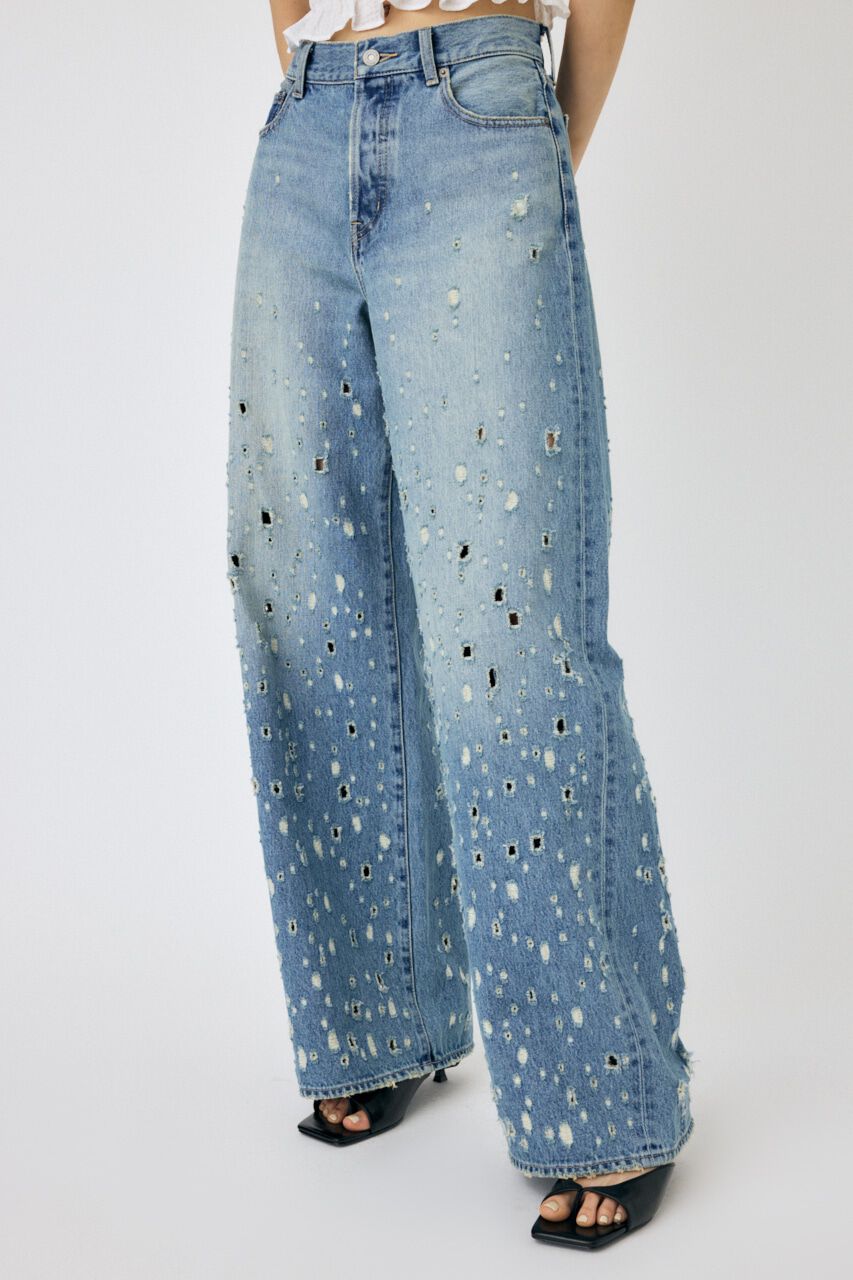 MOUSSY「DESTROYED MIDRISE BAGGY」|デニム|