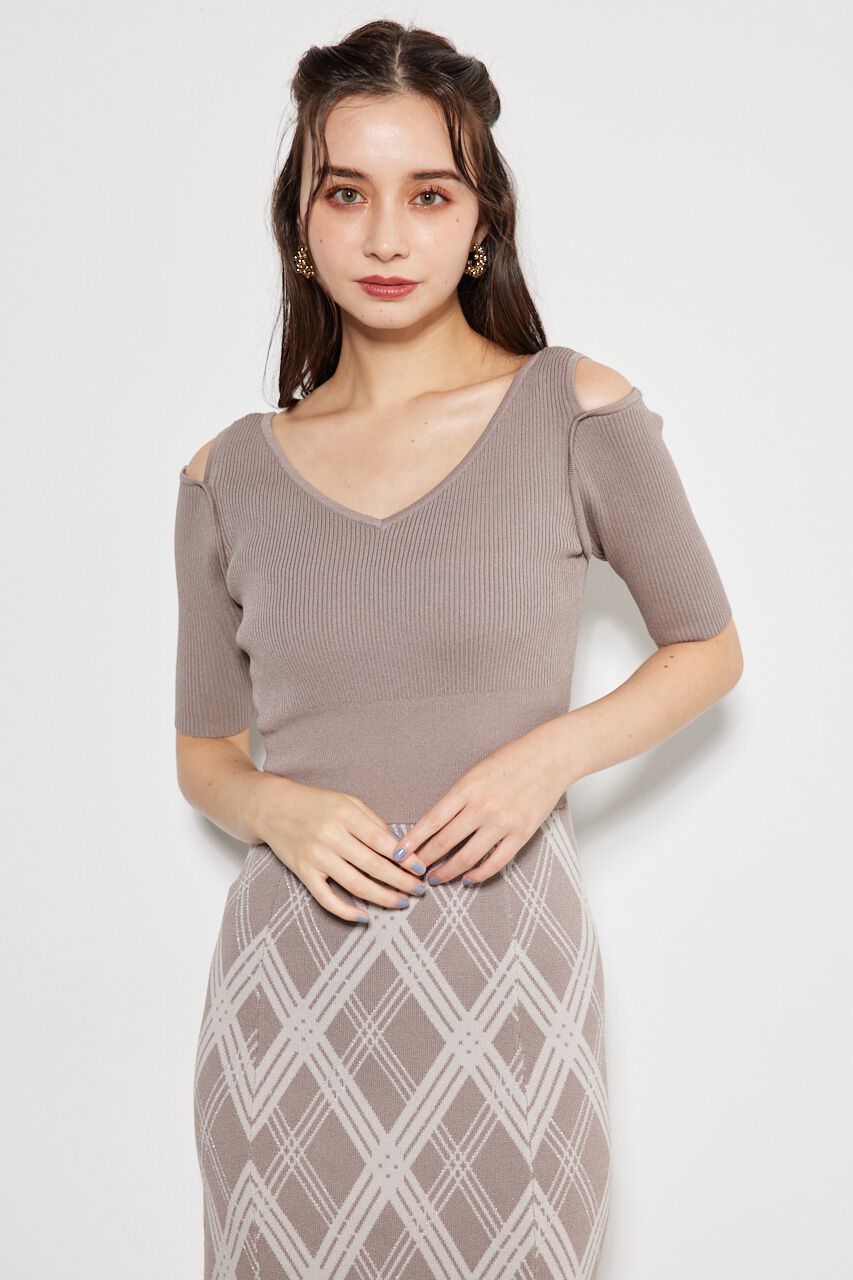 rienda「2WAYランダムチェックグリッターKnit OP」|ワンピース|