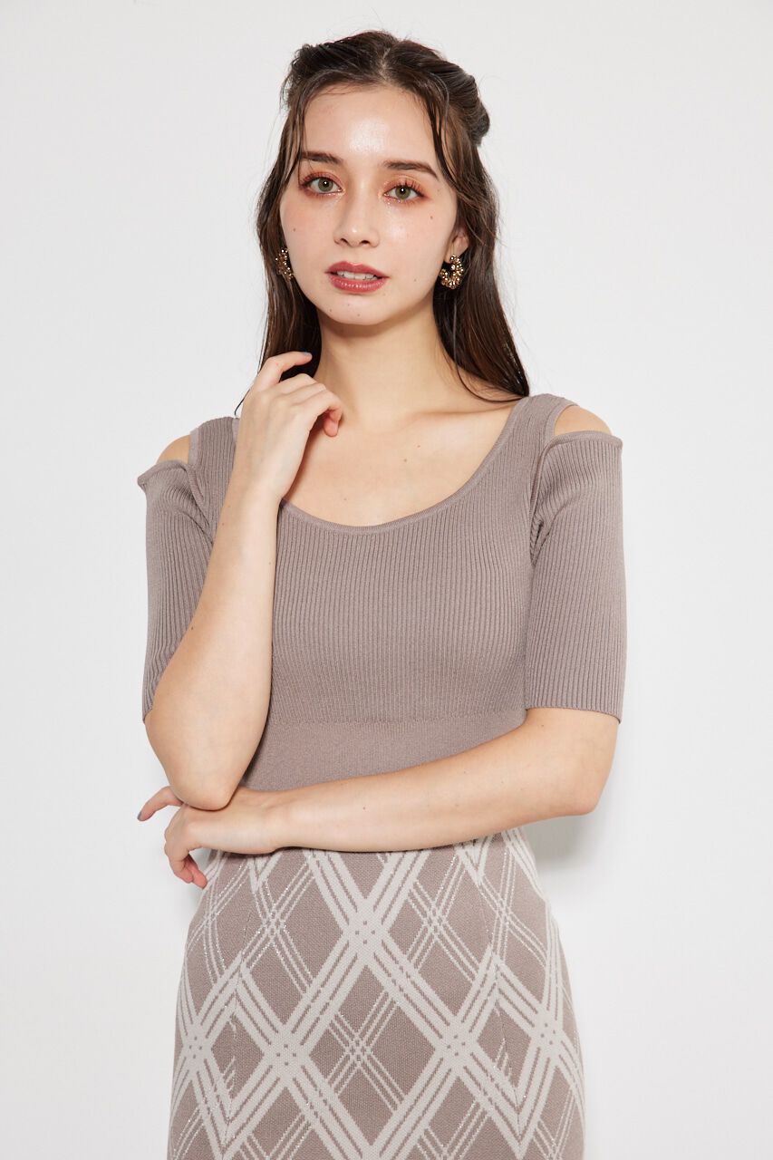 rienda「2WAYランダムチェックグリッターKnit OP」|ワンピース|