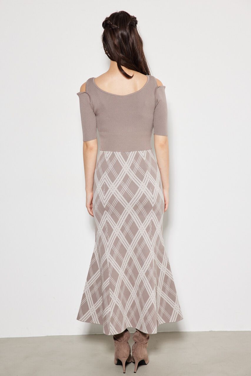 rienda「2WAYランダムチェックグリッターKnit OP」|ワンピース|