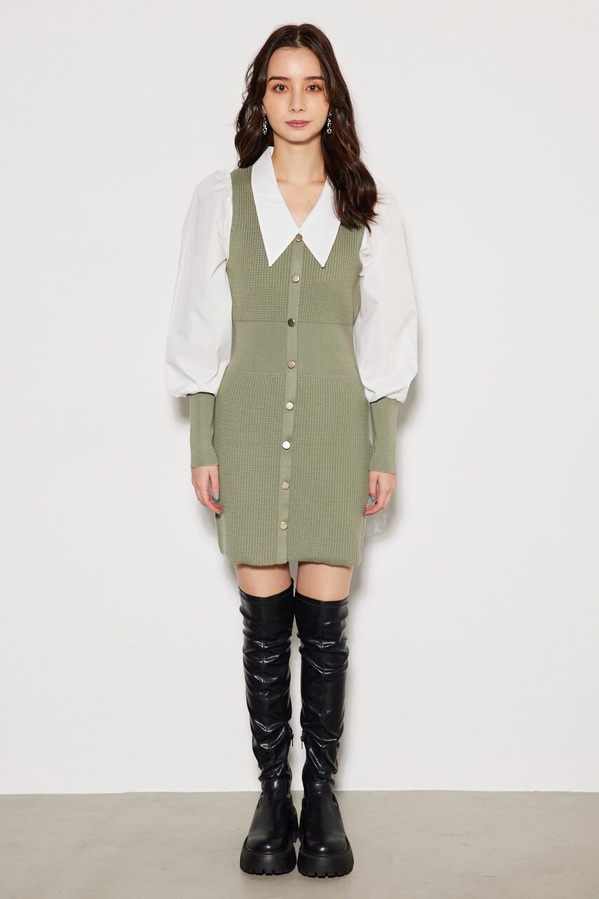 rienda「シャツコンビKnit mini OP」|ワンピース|