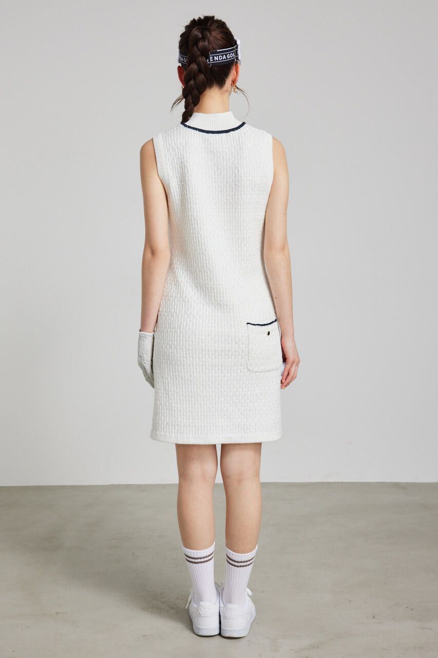 rienda「シャイニーツイードモックネックニットOP」|ワンピース|