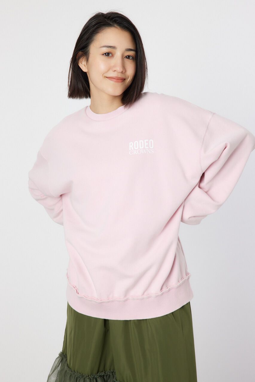 RODEO CROWNS「ダメージCROWNアップリケスウェット」|パーカー|L/PNK1