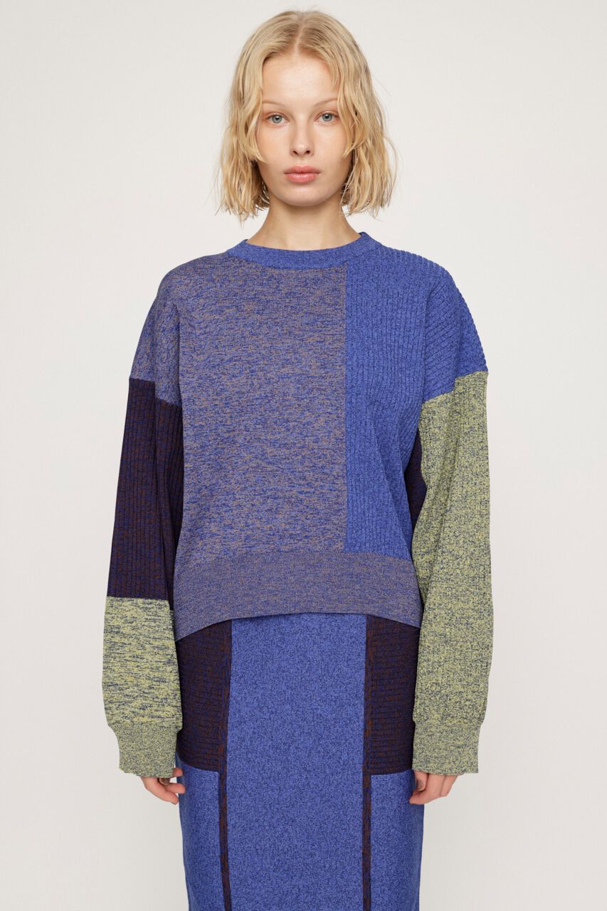 SLY「BLOCKING LIGHT KNIT トップス」|ニット・セーター|M/BLU7