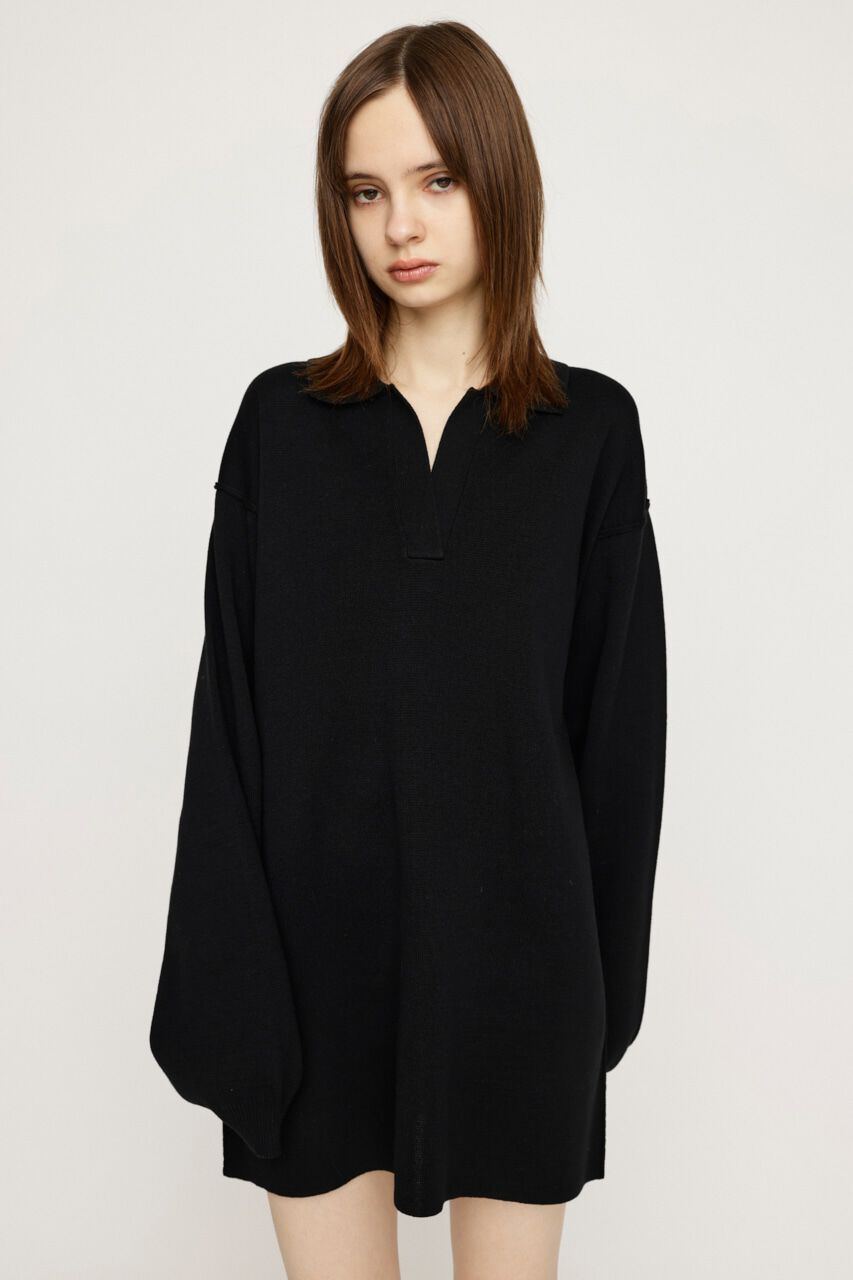 SLY「COLLAR KNIT ショートワンピース」|ワンピース|BLK