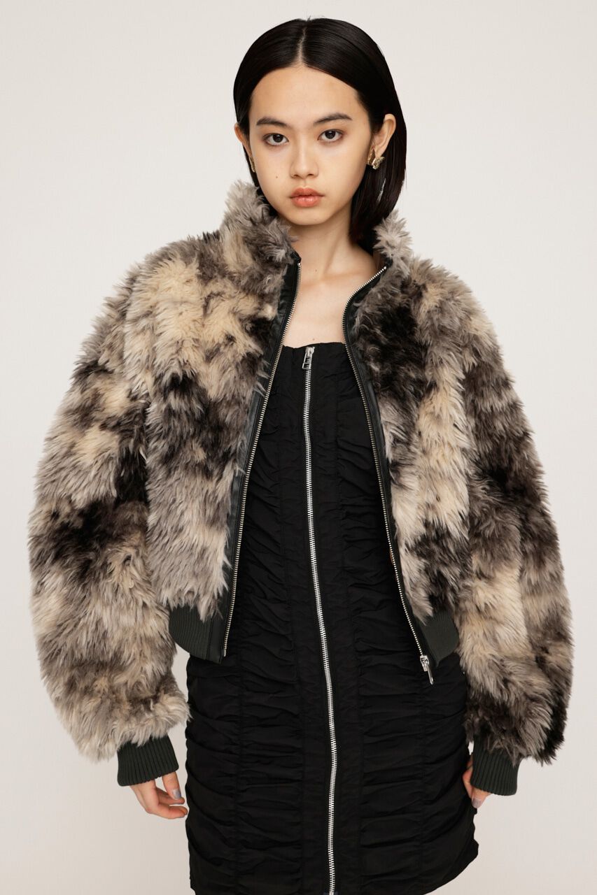 SLY「CURLY BOA CROP ブルゾン」|ブルゾン・スタジャン|M/BLK7