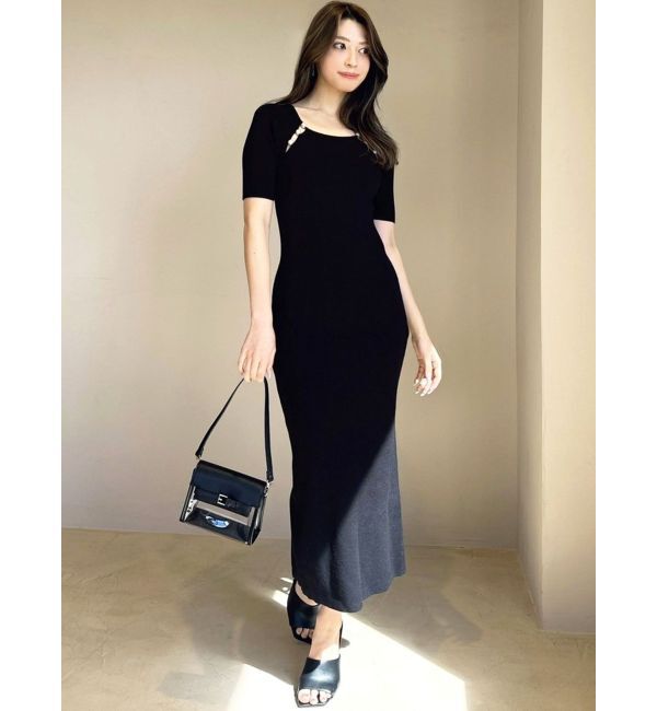 RESEXXY「パールビーズリブニットワンピース」|ワンピース|