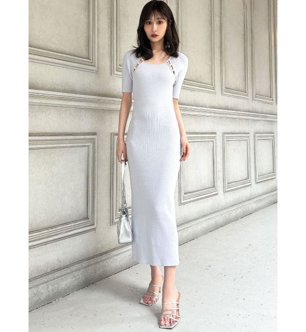 RESEXXY「パールビーズリブニットワンピース」|ワンピース|