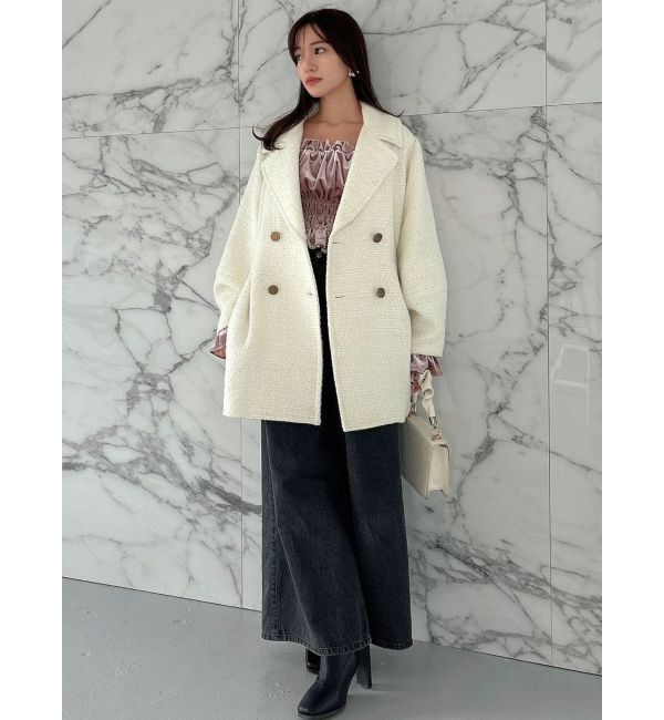 dazzlin「ダブルハイウエストワイドデニムパンツ」|デニム|