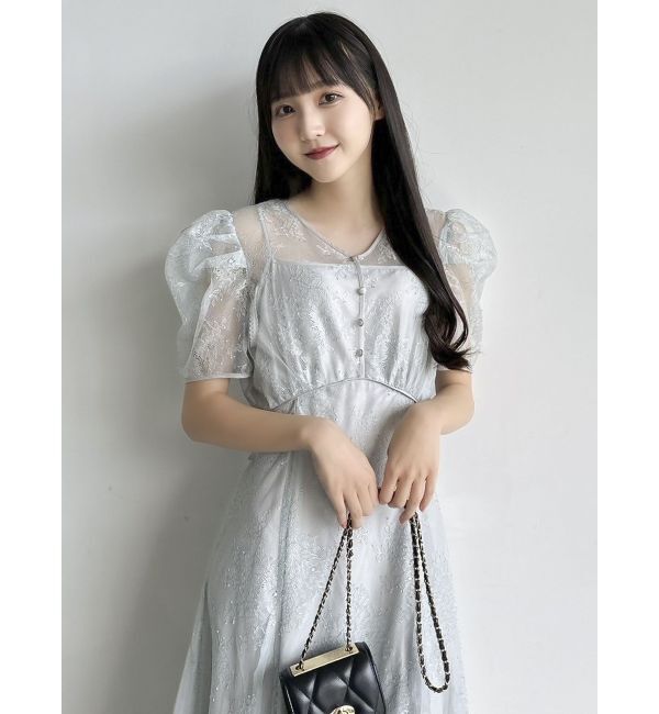 dazzlin「ラメチュールレースパイピングドレス」|ドレス|