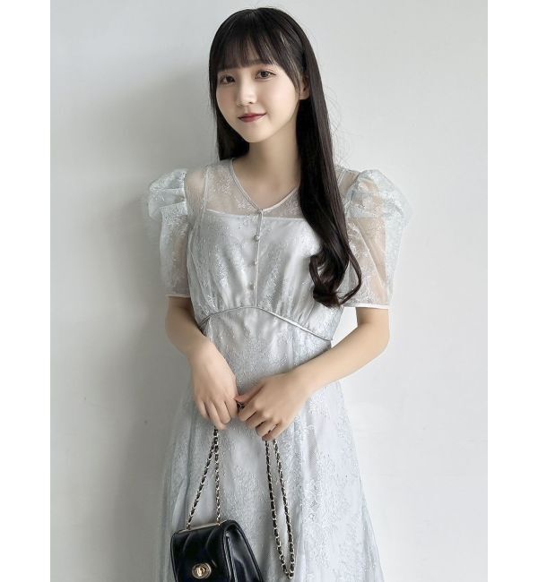 dazzlin「ラメチュールレースパイピングドレス」|ドレス|