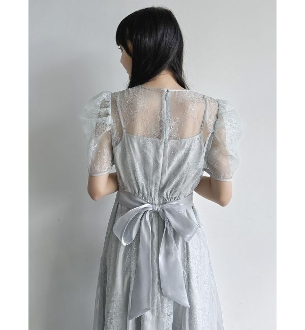 dazzlin「ラメチュールレースパイピングドレス」|ドレス|