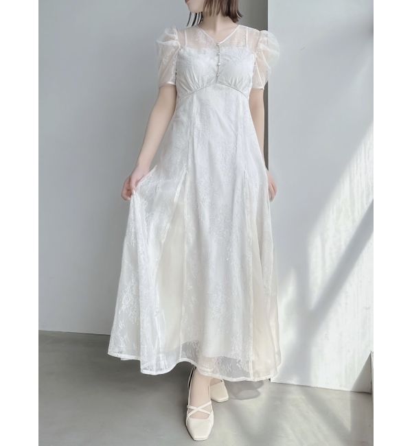 dazzlin「ラメチュールレースパイピングドレス」|ドレス|