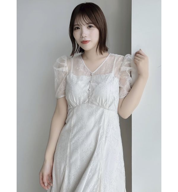 dazzlin「ラメチュールレースパイピングドレス」|ドレス|