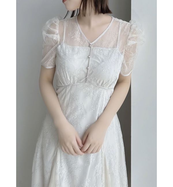 dazzlin「ラメチュールレースパイピングドレス」|ドレス|