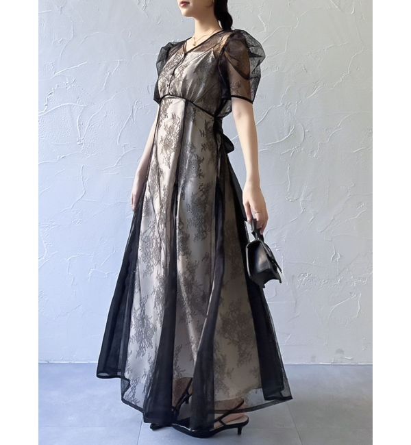 dazzlin「ラメチュールレースパイピングドレス」|ドレス|